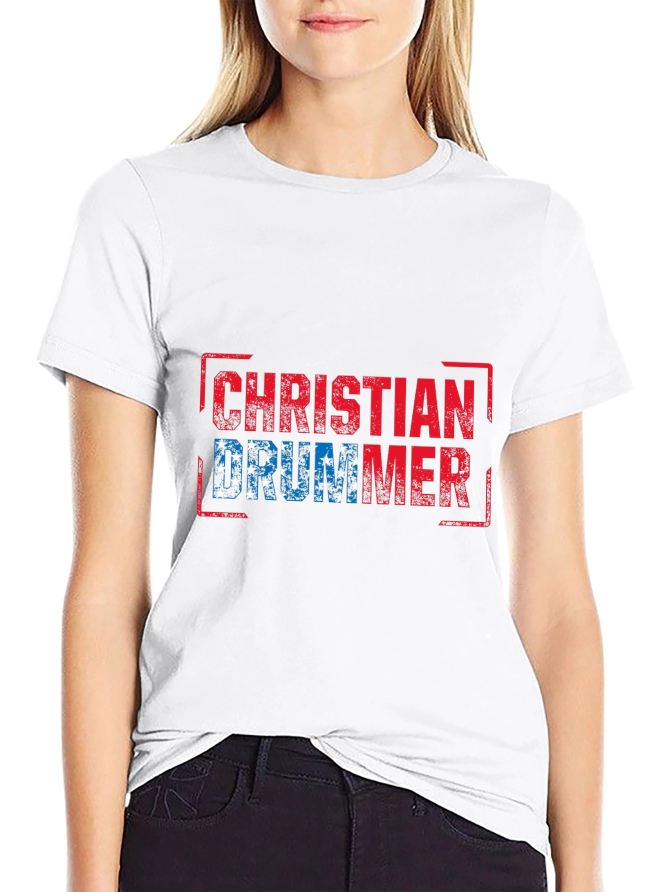 Christian Drummer T-Shirt - Patriotic Design
