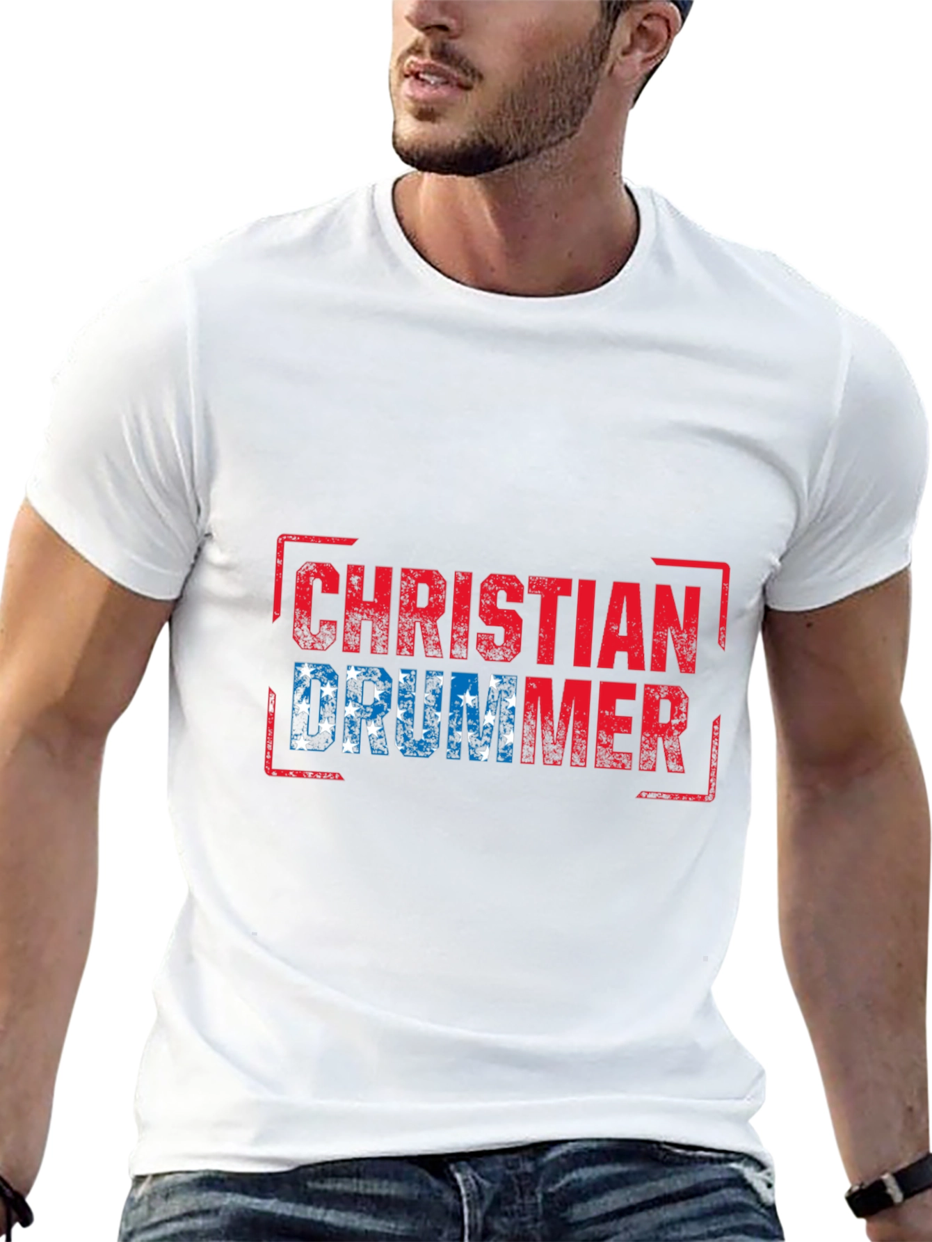 Christian Drummer T-Shirt - Patriotic Design