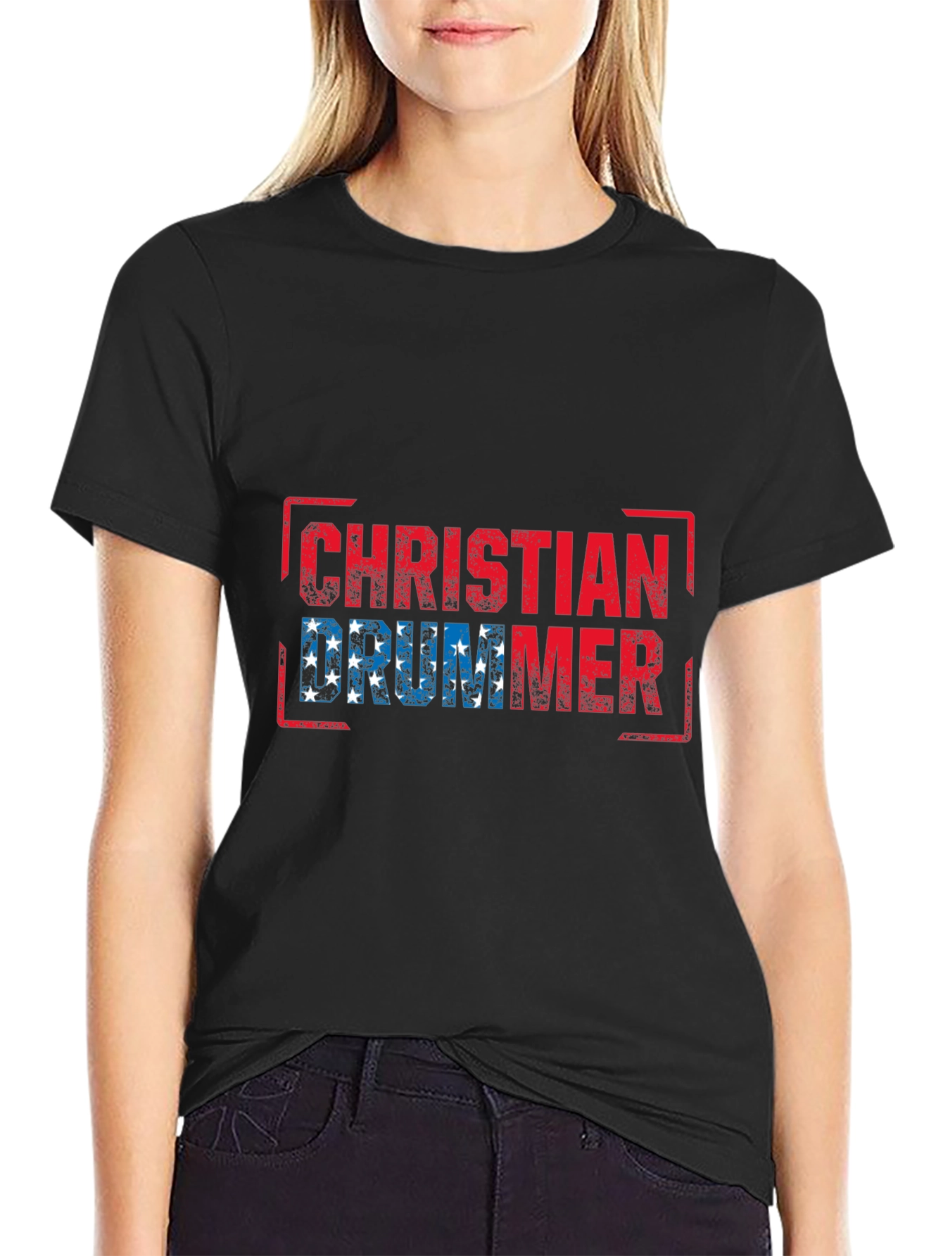 Christian Drummer T-Shirt - Patriotic Design