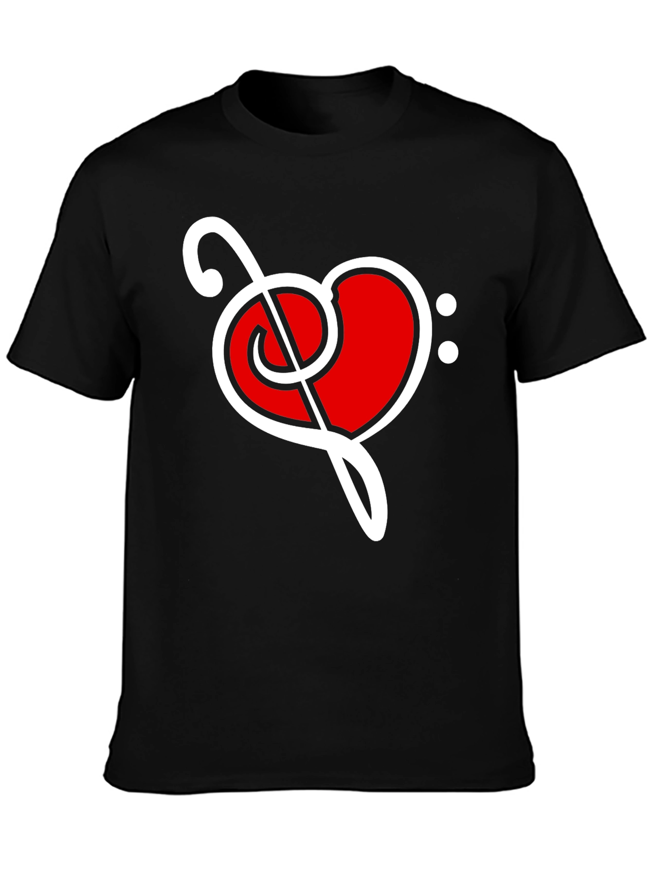 Music Love T-Shirt - Heart Bass Clef Graphic Tee
