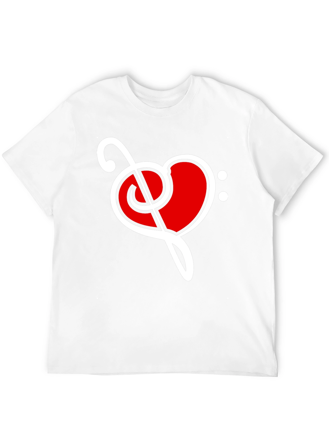 Music Love T-Shirt - Heart Bass Clef Graphic Tee