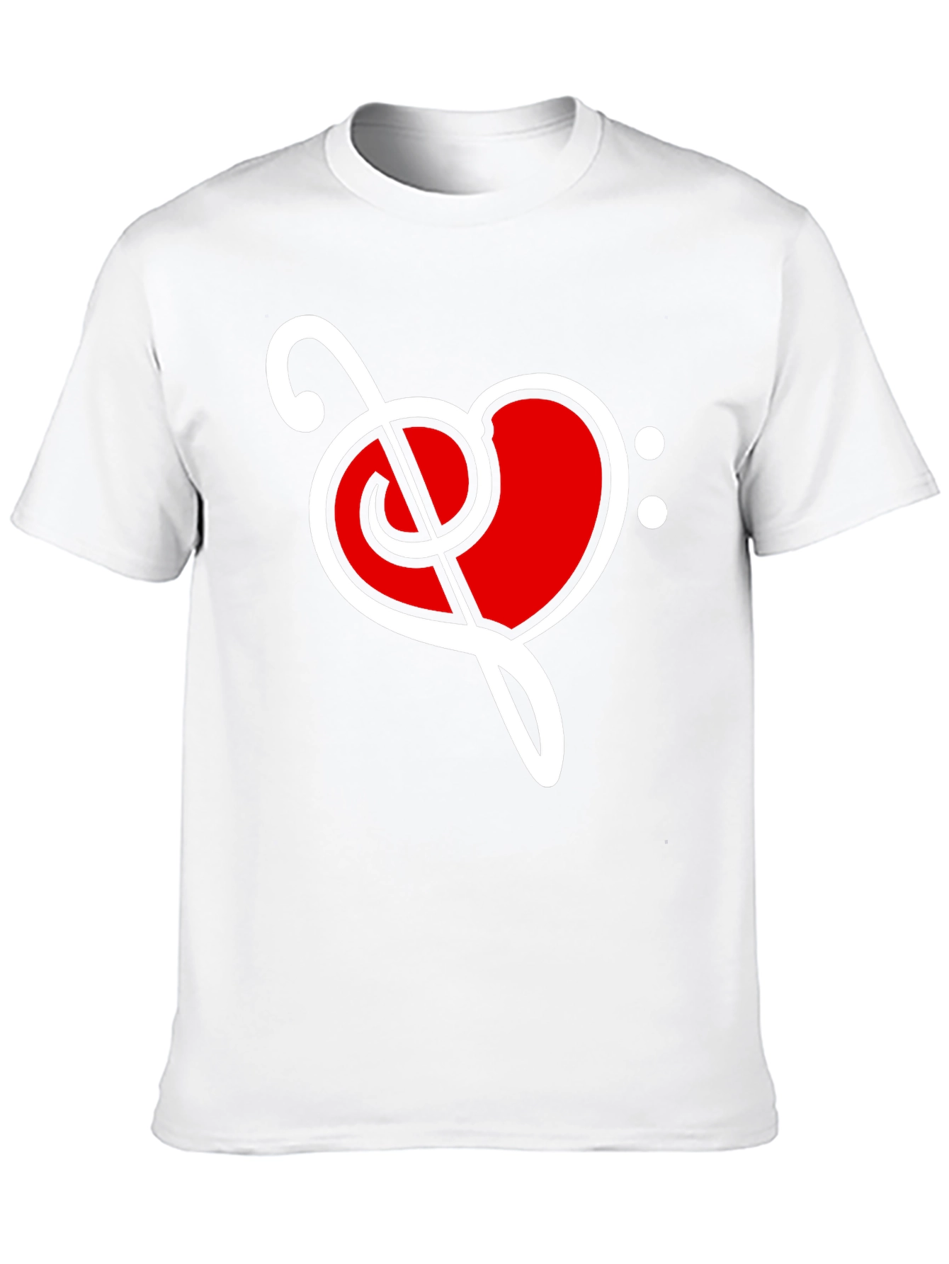 Music Love T-Shirt - Heart Bass Clef Graphic Tee