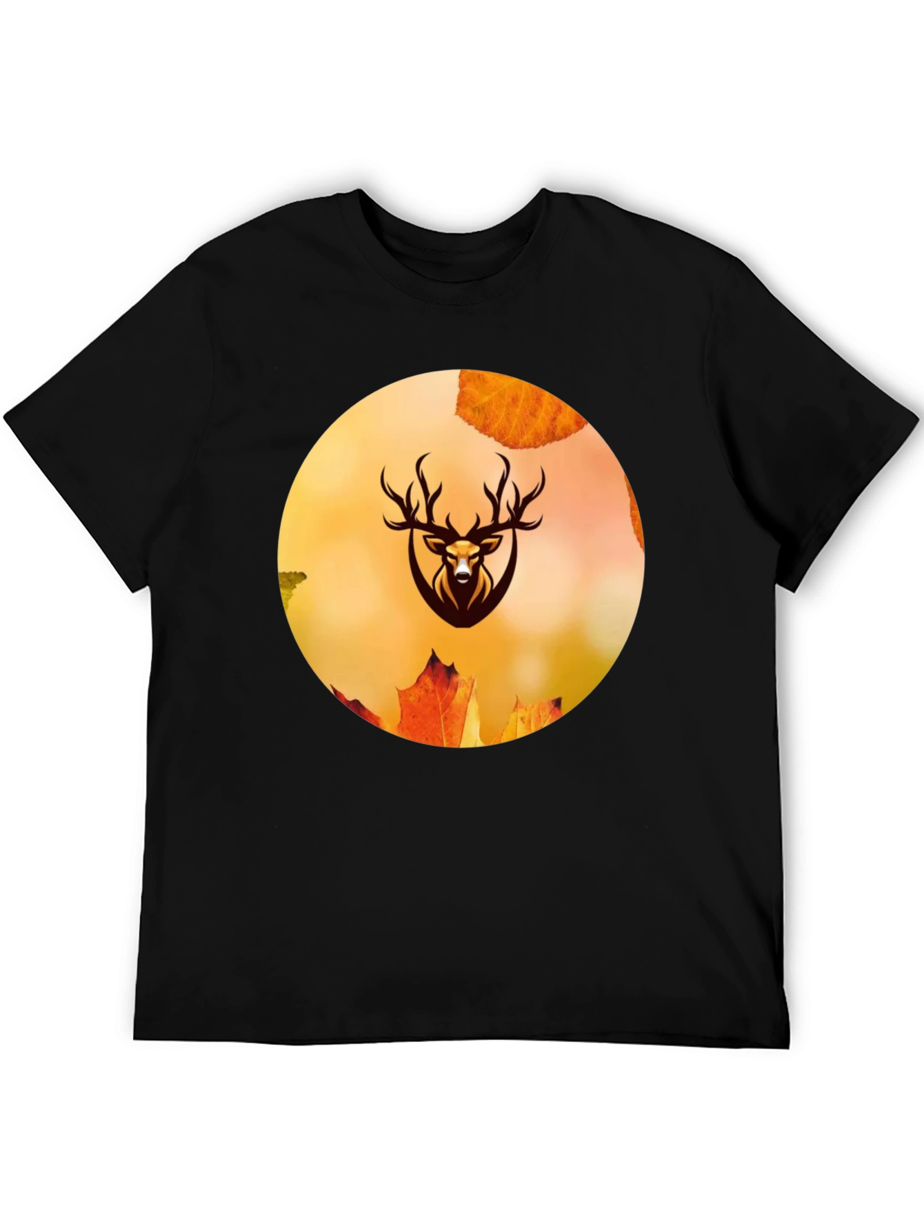 Deer Fall Leaves T-Shirt - Nature Inspired Mens Tee