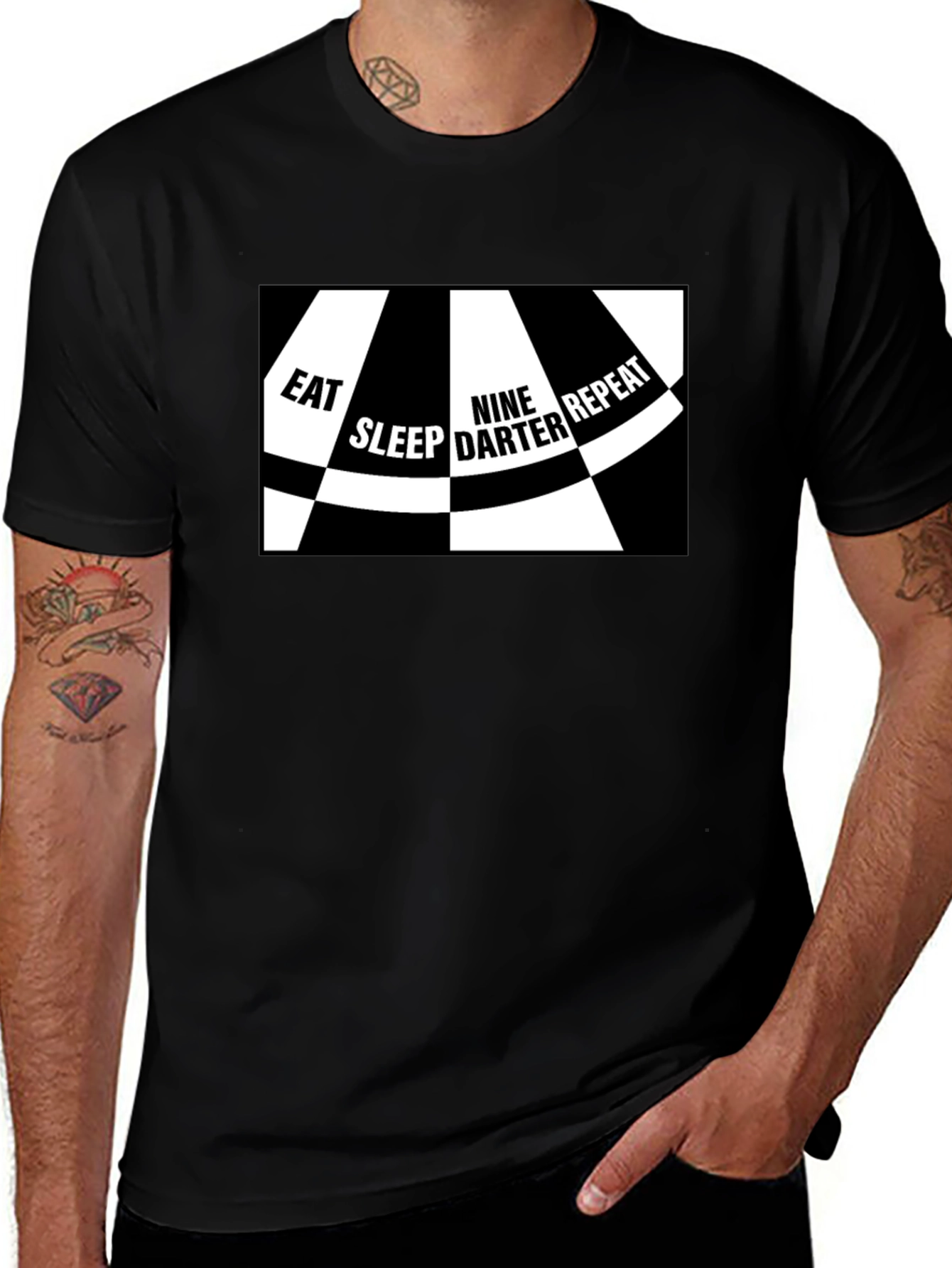 Eat Sleep Nine Darter Repeat Black T-Shirt