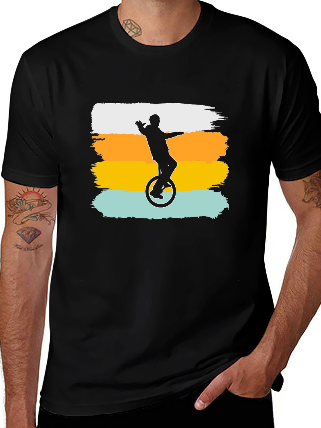 Retro Unicyclist Graphic Tee - Black T-Shirt