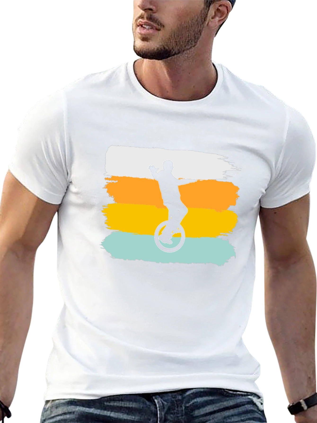 Retro Unicyclist Graphic Tee - Black T-Shirt