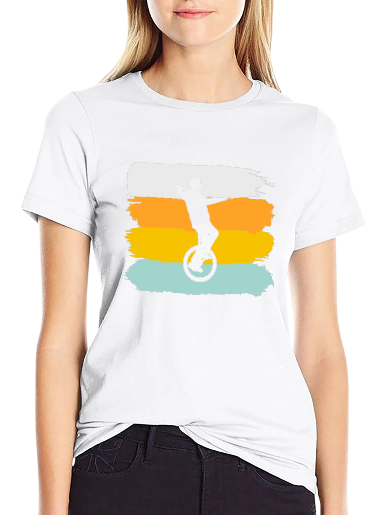 Retro Unicyclist Graphic Tee - Black T-Shirt