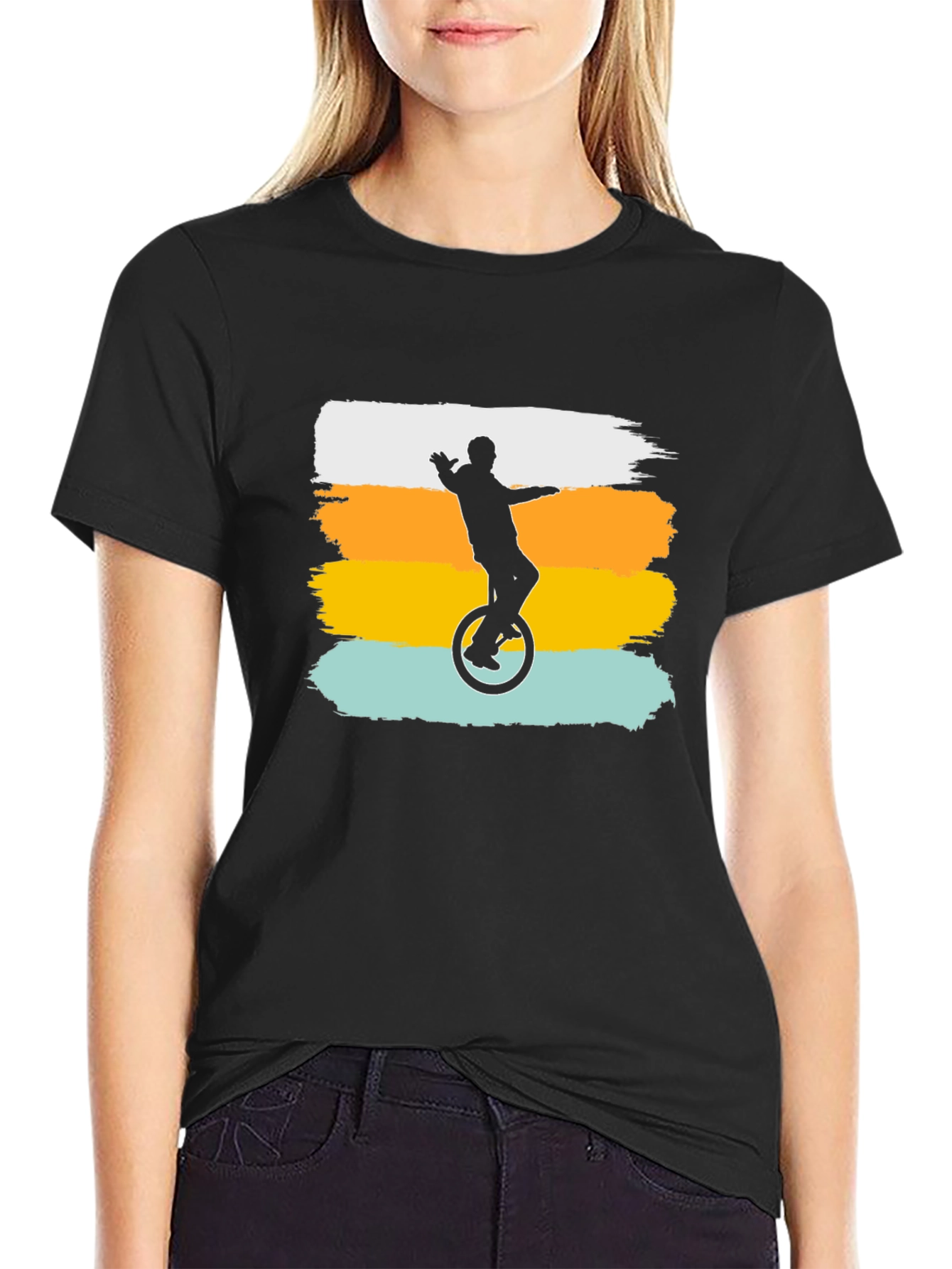 Retro Unicyclist Graphic Tee - Black T-Shirt