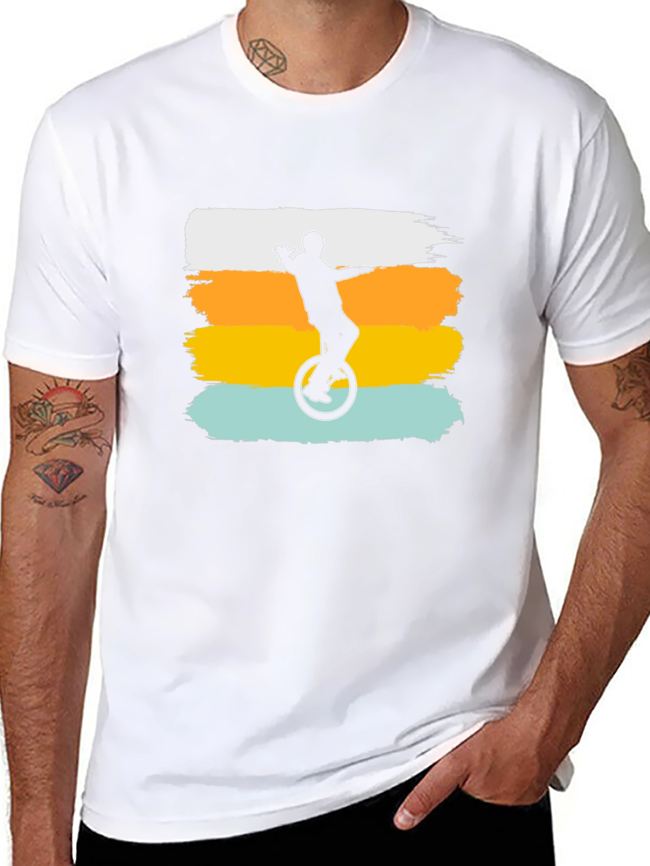 Retro Unicyclist Graphic Tee - Black T-Shirt