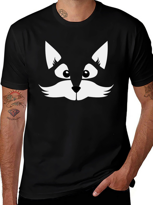 Fun Black T-Shirt with Cute Cat Face Graphic