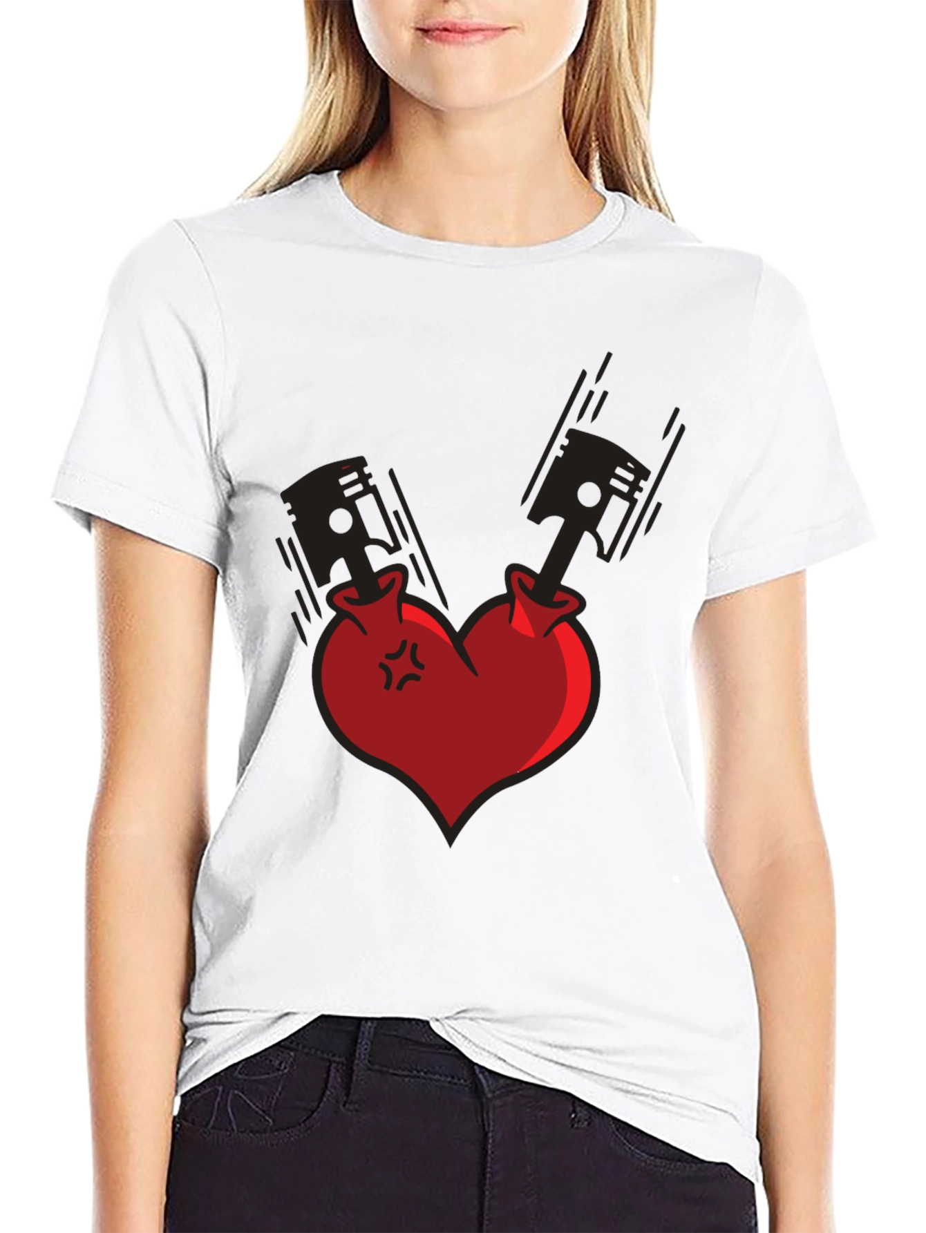 Piston Heart Graphic Tee - Black Cotton Blend