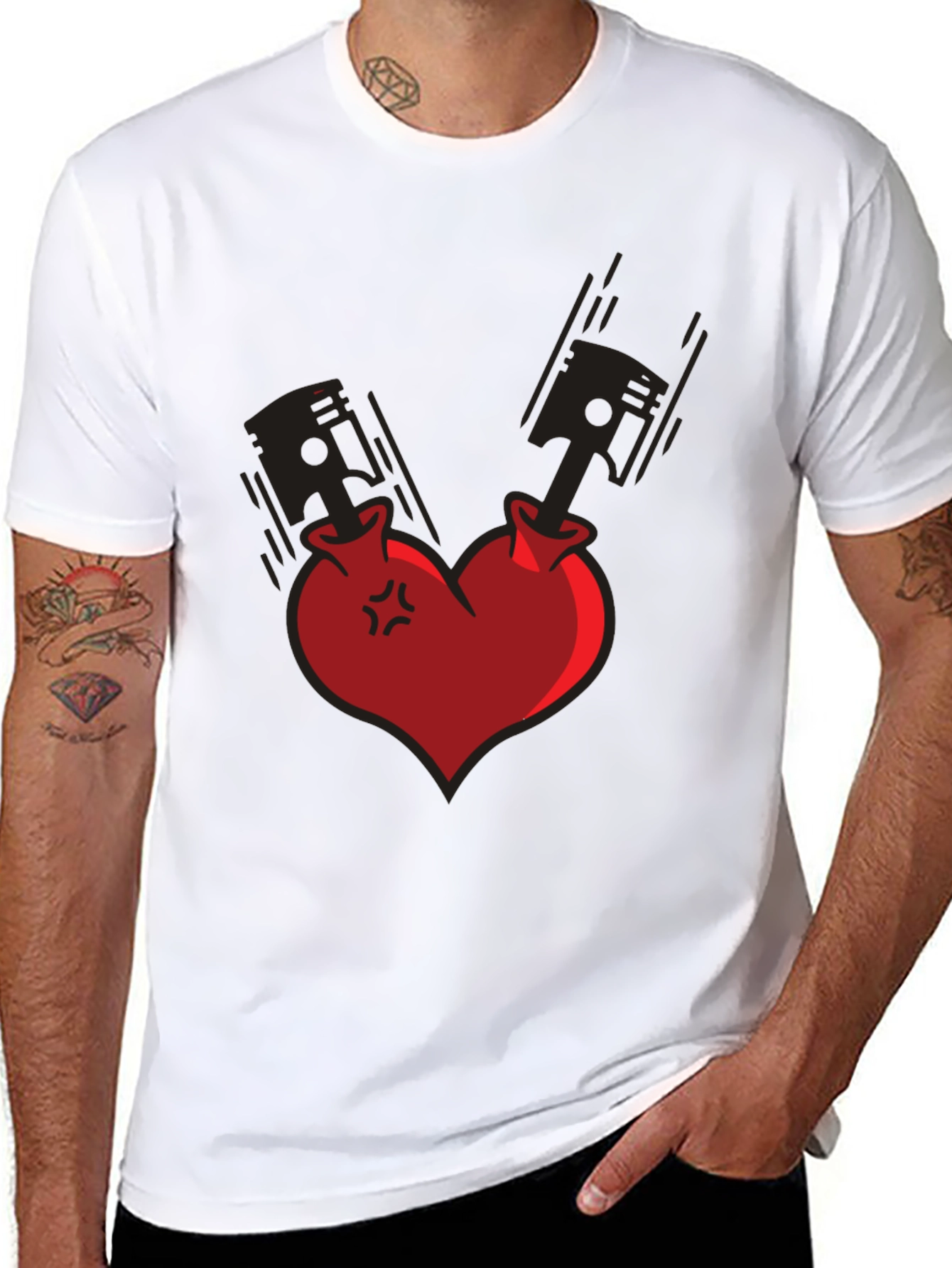Piston Heart Graphic Tee - Black Cotton Blend