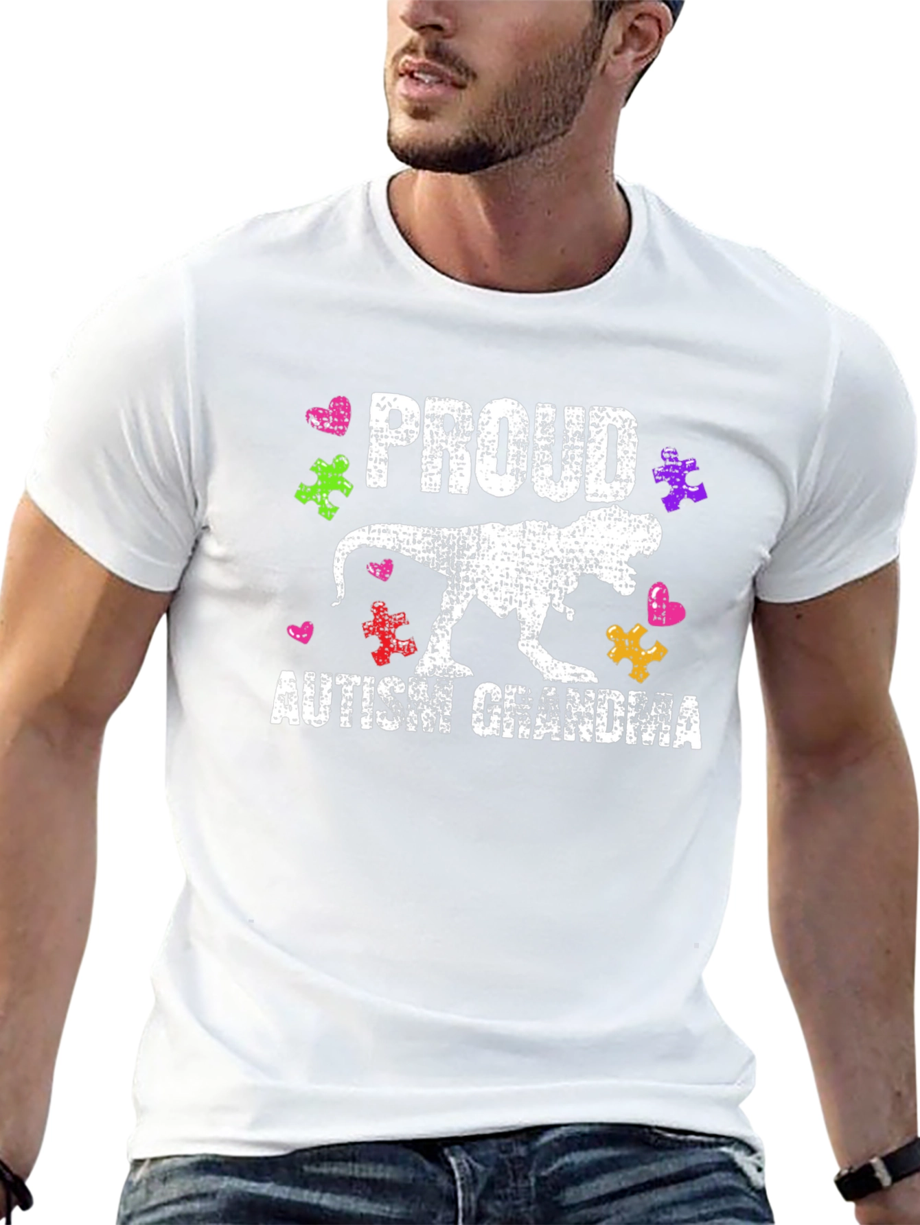 Proud Autism Grandma T-Rex T-Shirt