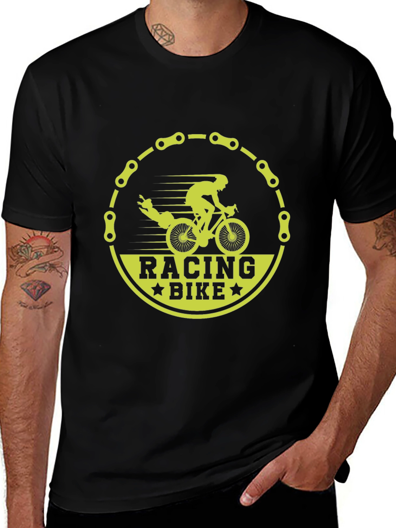 Racing Bike Graphic T-Shirt - Black