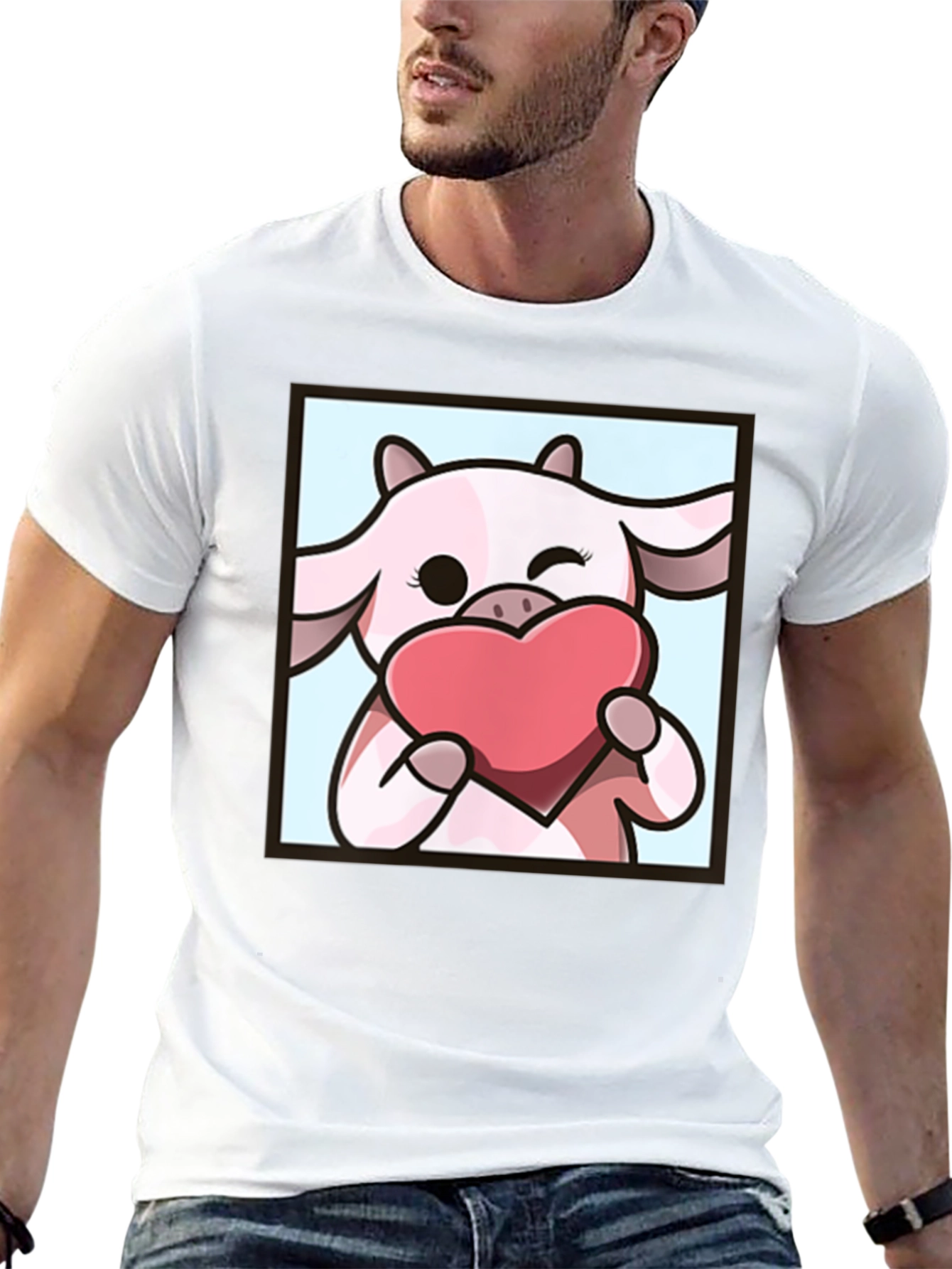 Cute Cow Heart T-Shirt - Cartoon Graphic Tee