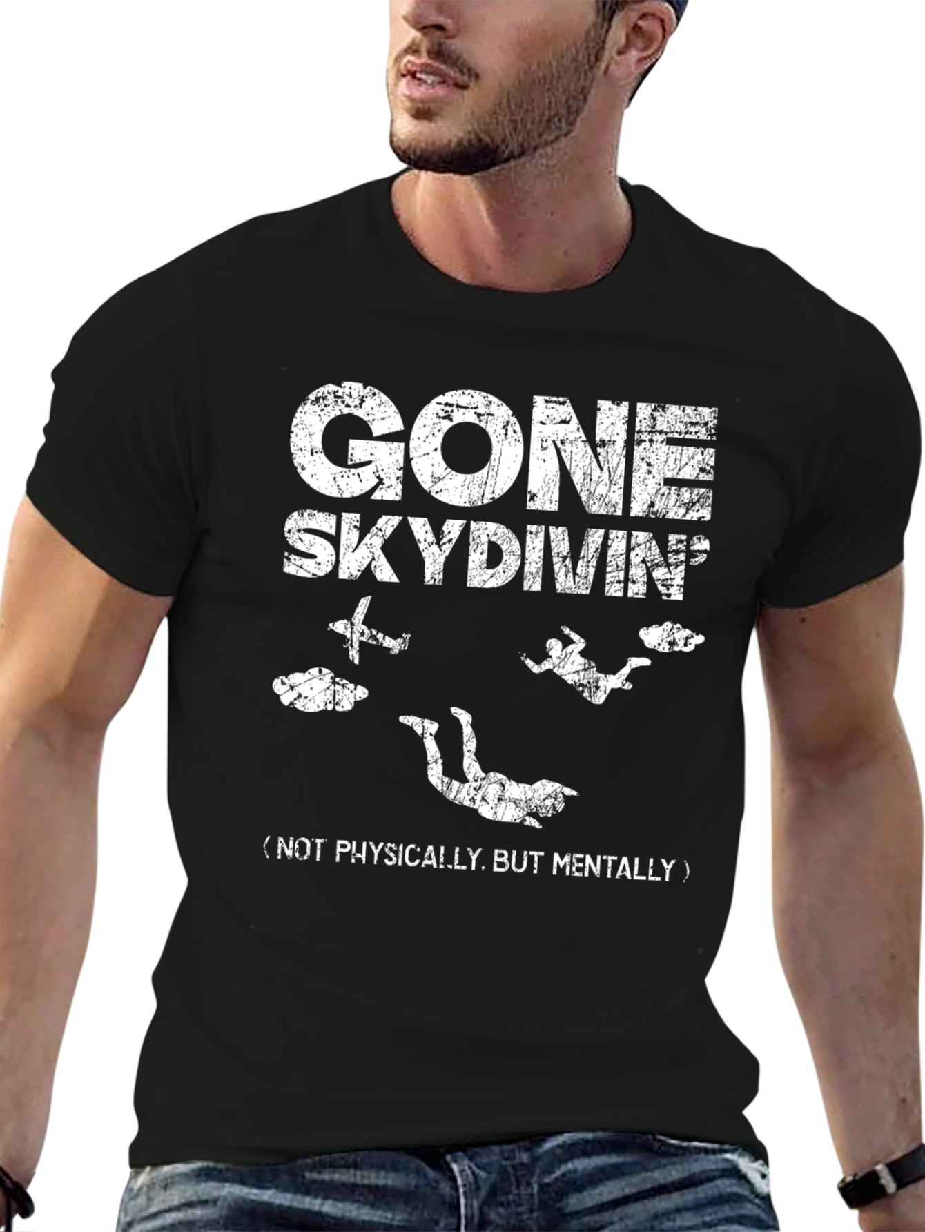 Gone Skydiving Graphic Tee - Black Cotton