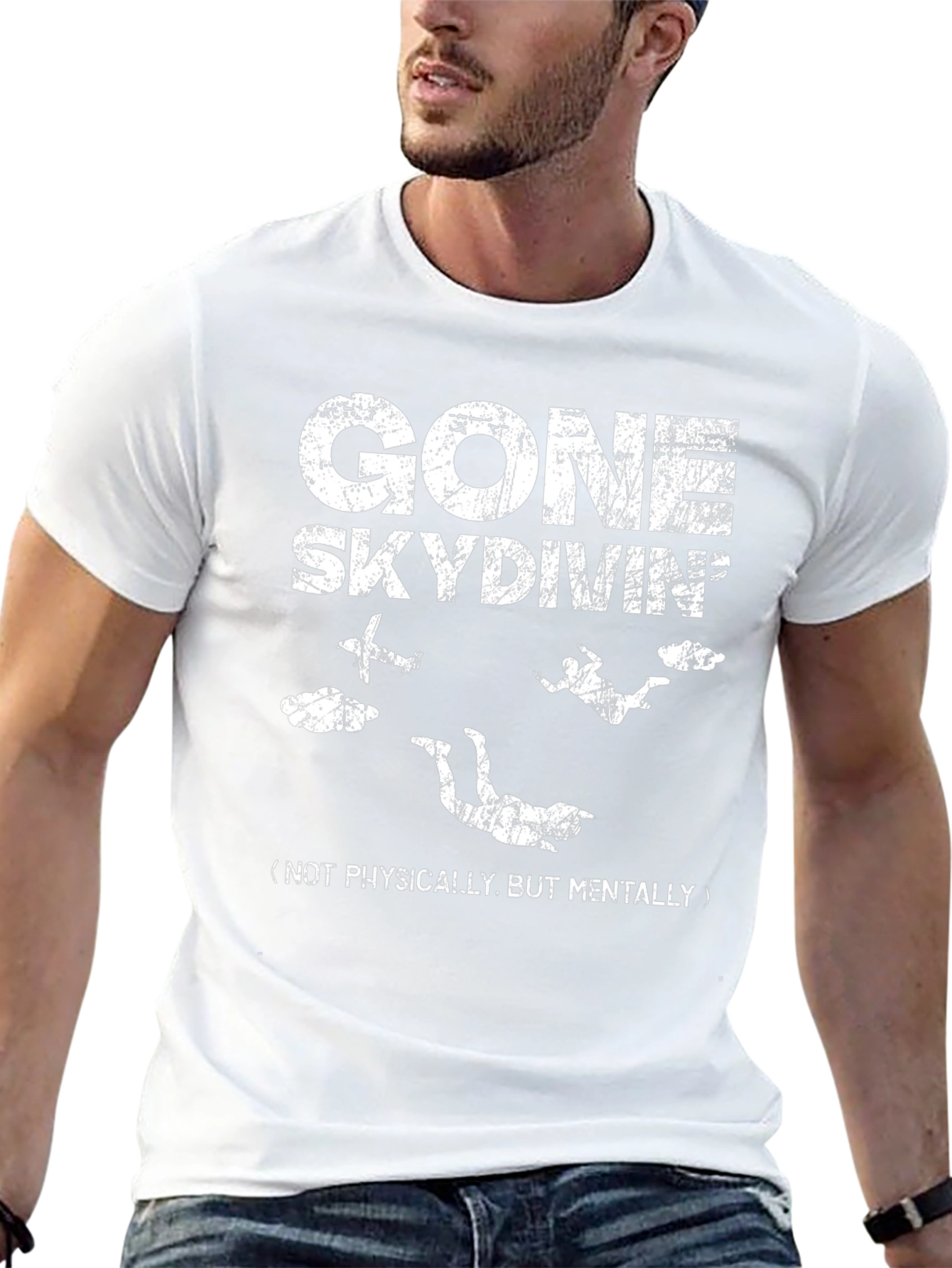 Gone Skydiving Graphic Tee - Black Cotton