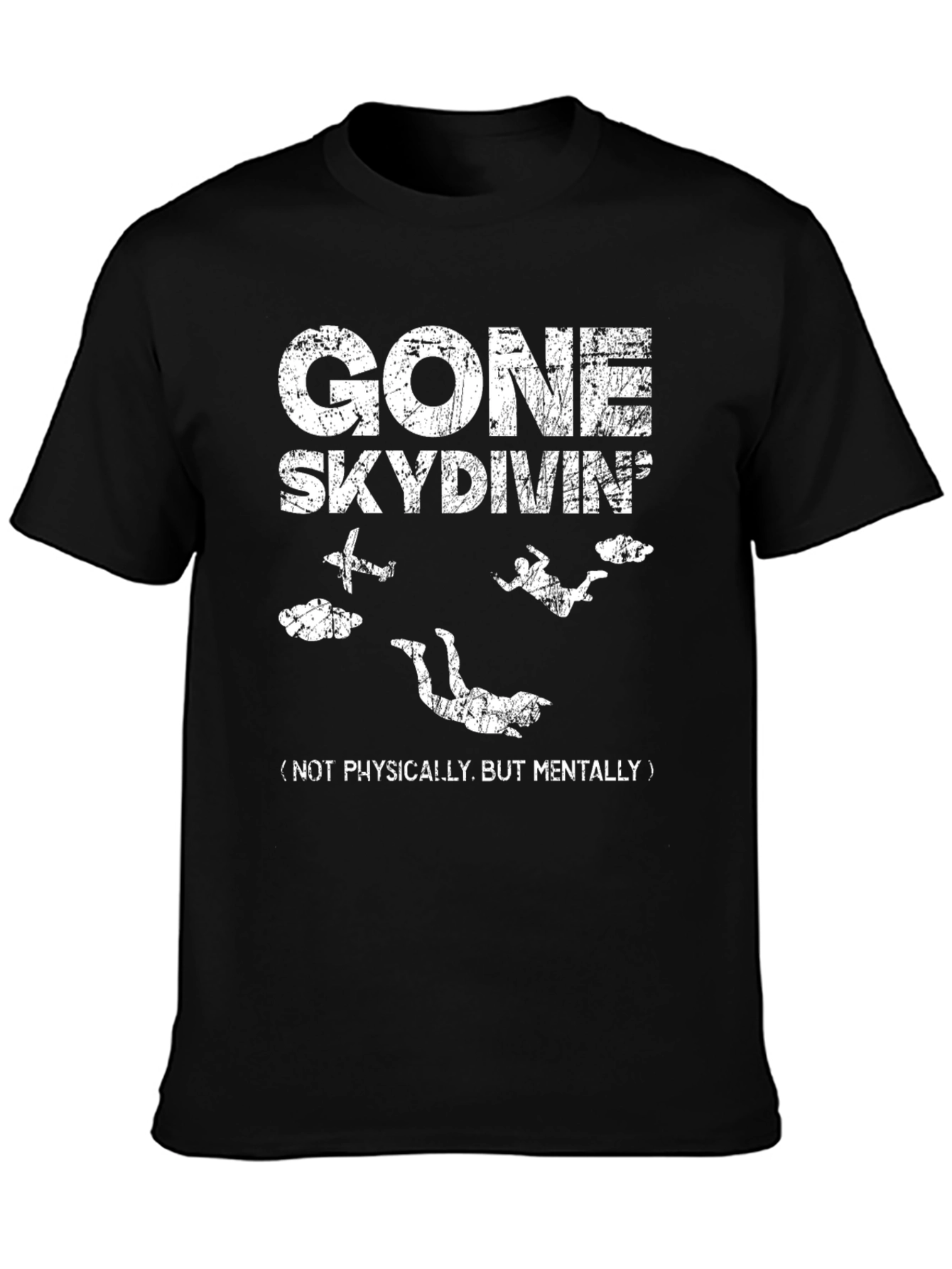 Gone Skydiving Graphic Tee - Black Cotton