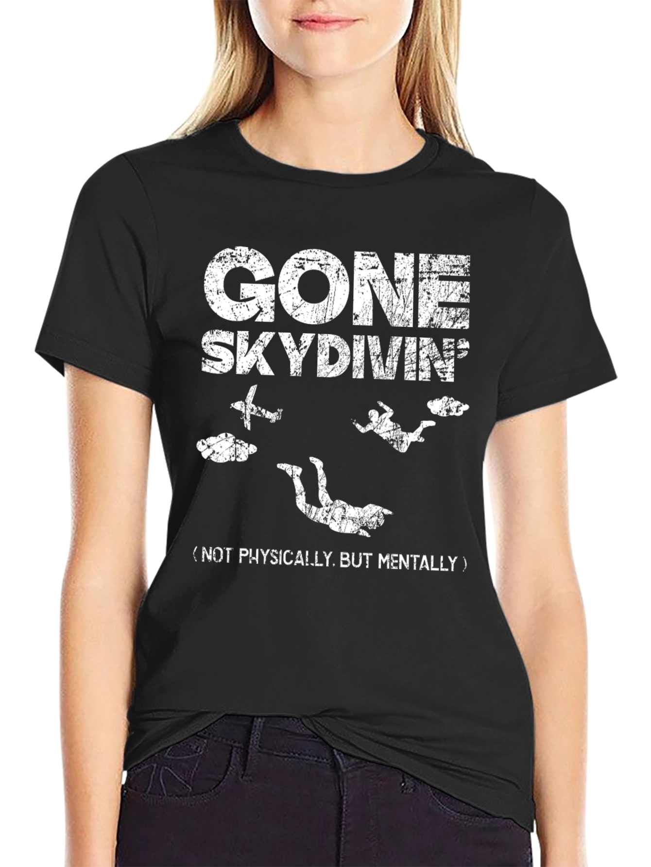Gone Skydiving Graphic Tee - Black Cotton