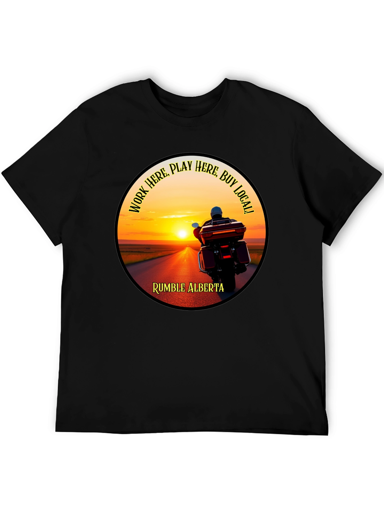 Rumble Alberta Biker Sunset Graphic T-Shirt