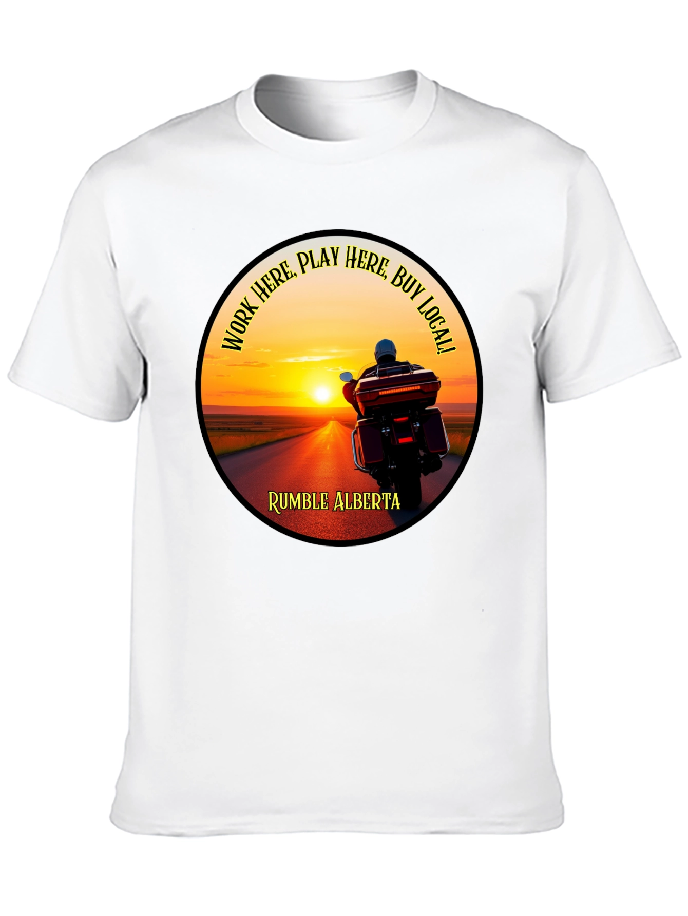 Rumble Alberta Biker Sunset Graphic T-Shirt
