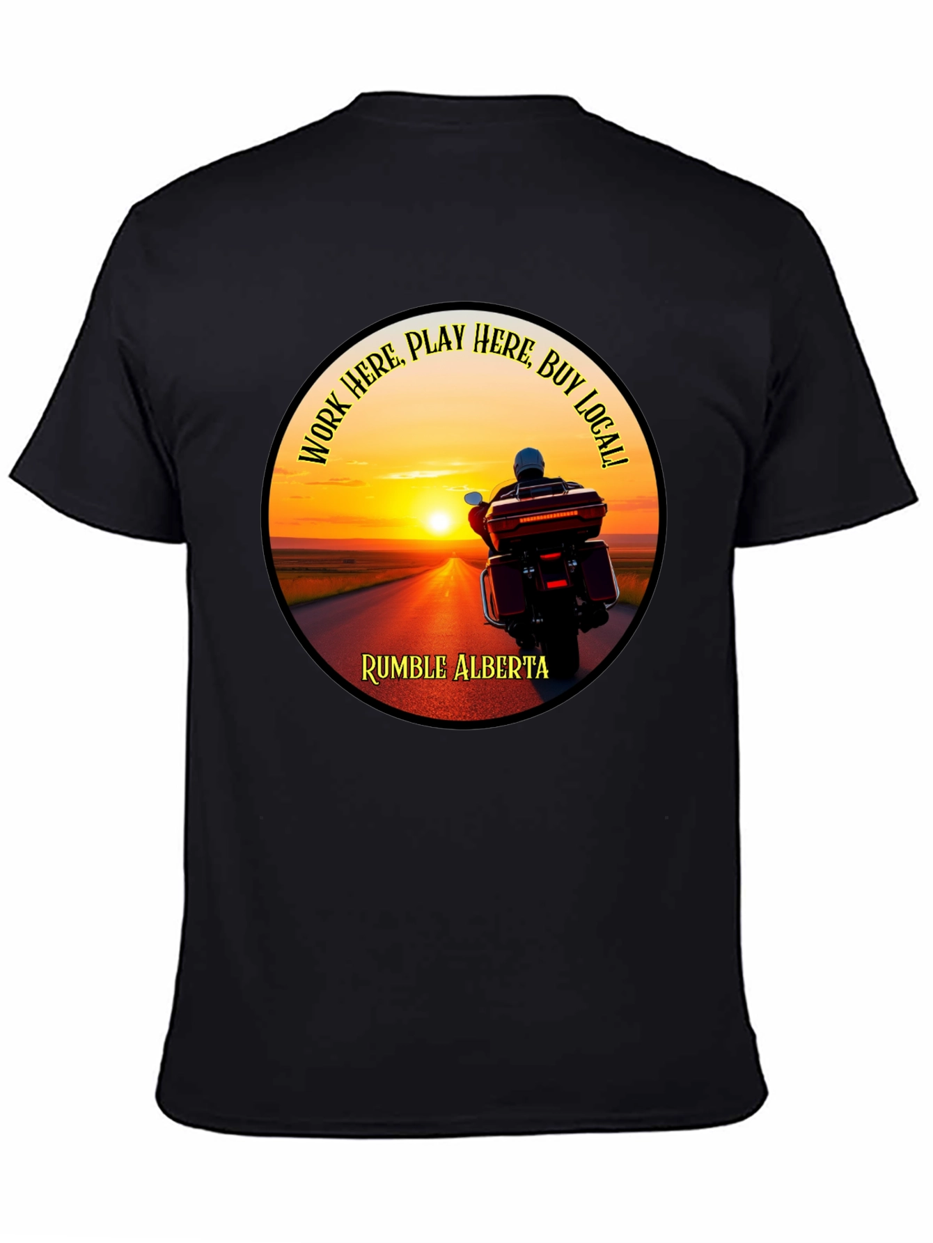 Rumble Alberta Biker Sunset Graphic T-Shirt