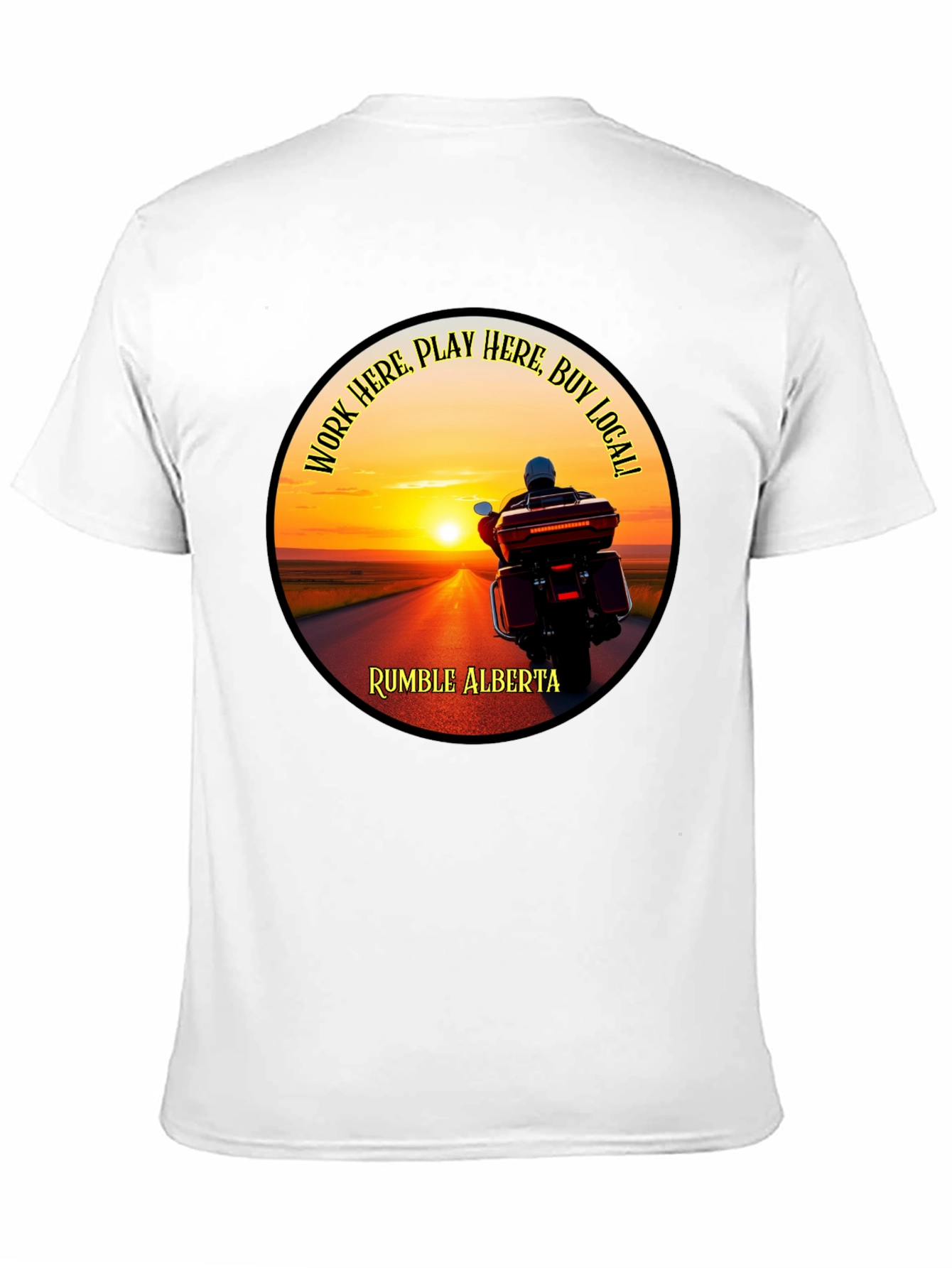Rumble Alberta Biker Sunset Graphic T-Shirt