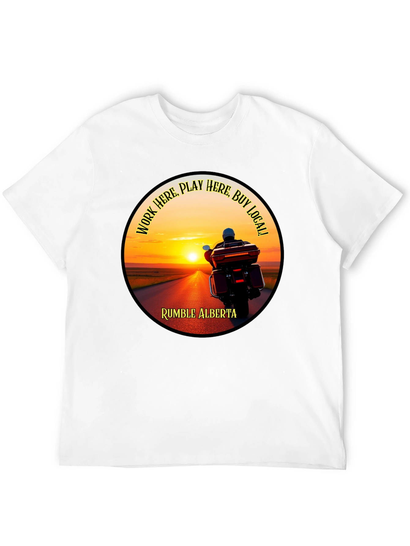 Rumble Alberta Biker Sunset Graphic T-Shirt