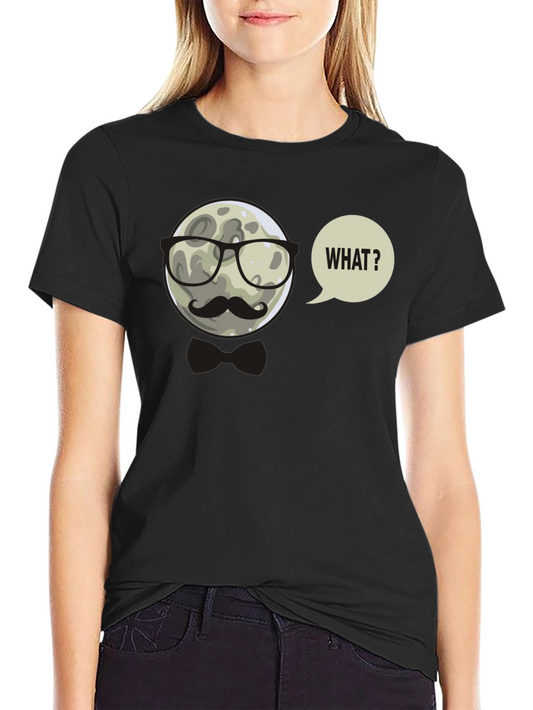 Funny Moon Man Graphic T-Shirt - What?