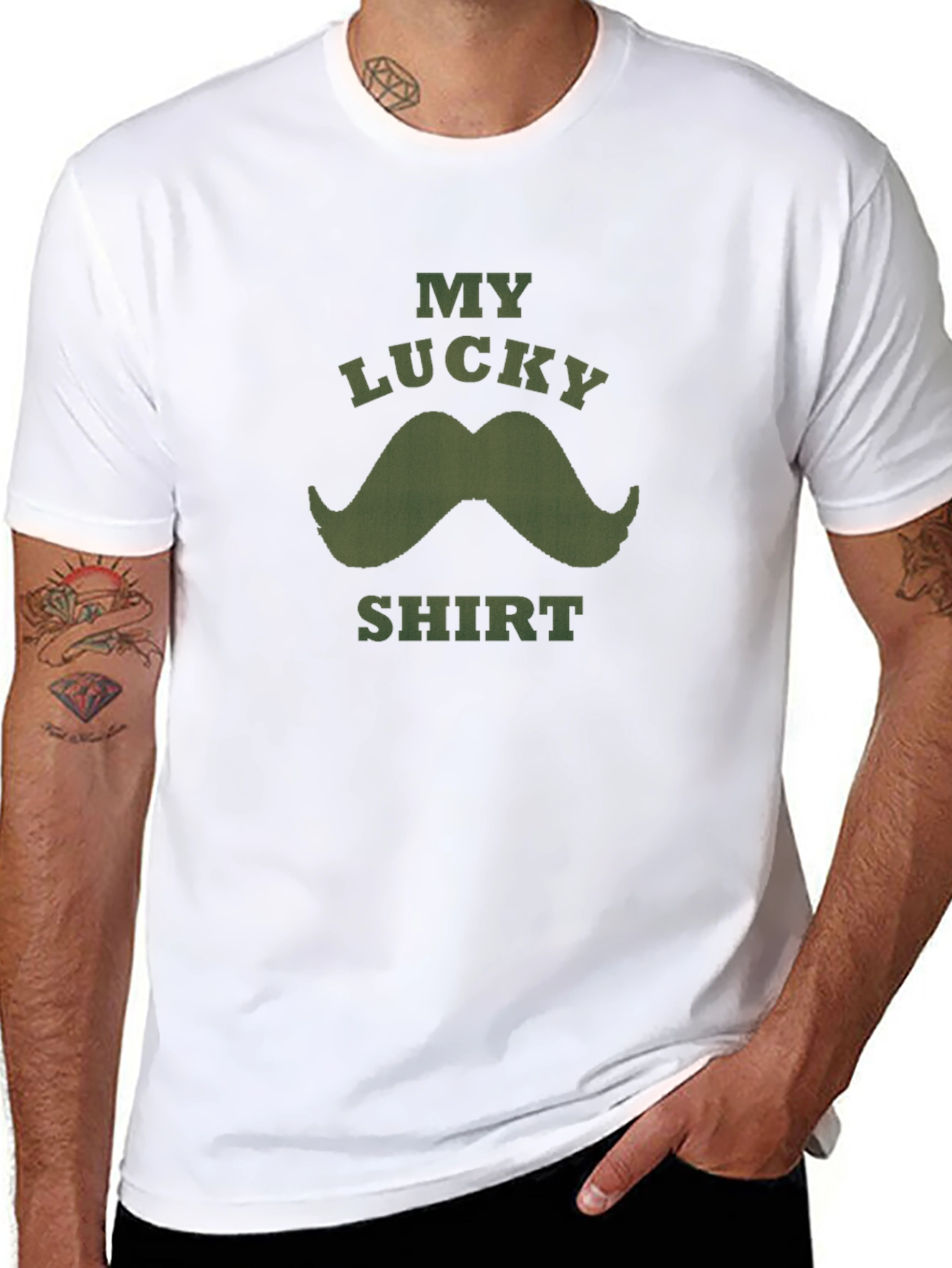Lucky Mustache Graphic Tee - Mens Black T-Shirt