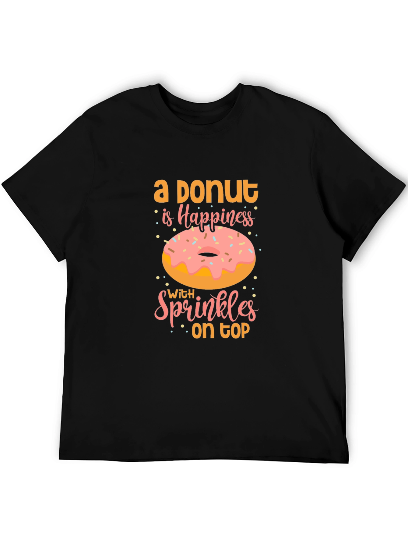 Donut Happiness Graphic Tee - Casual Black T-Shirt