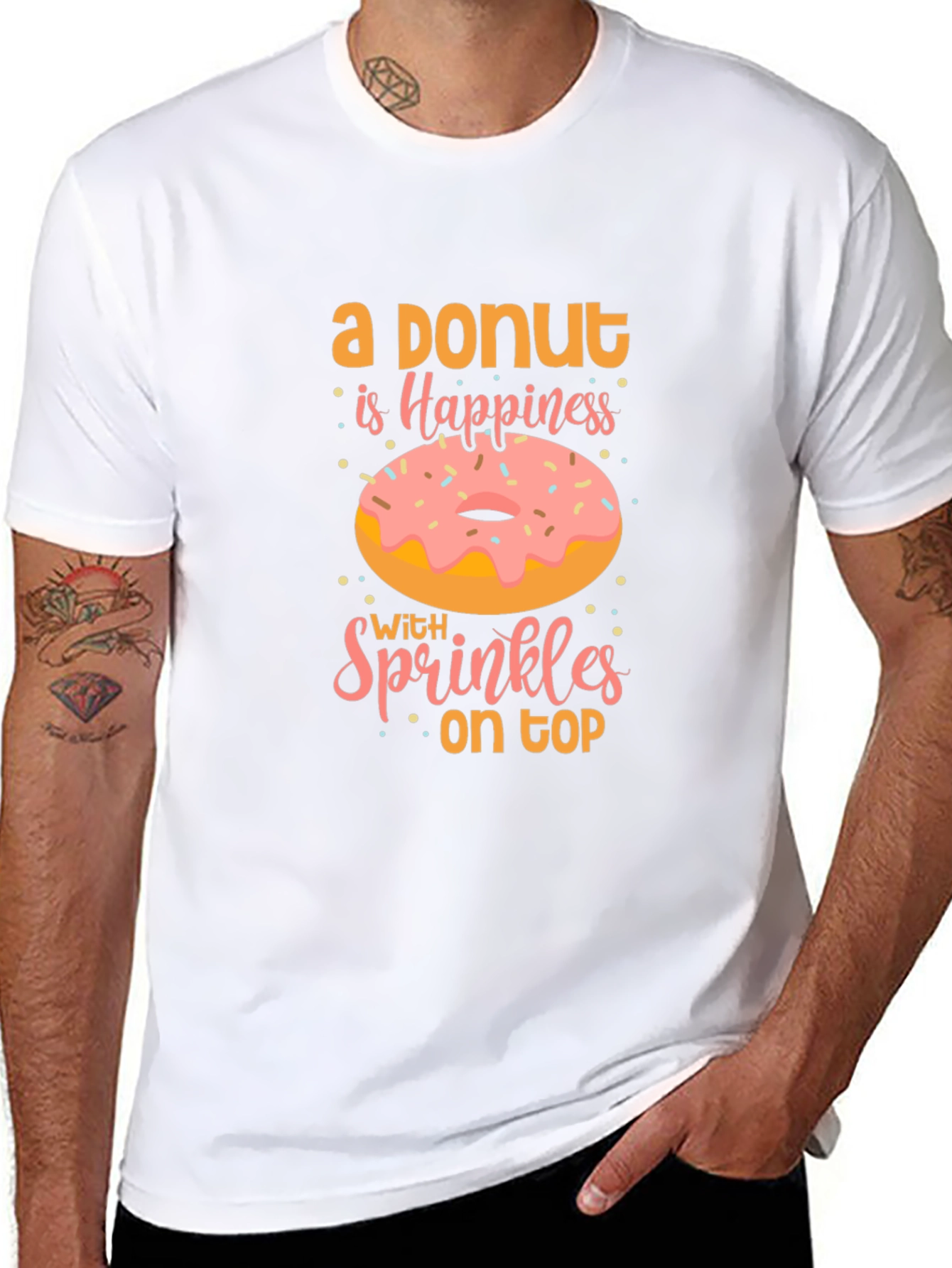 Donut Happiness Graphic Tee - Casual Black T-Shirt