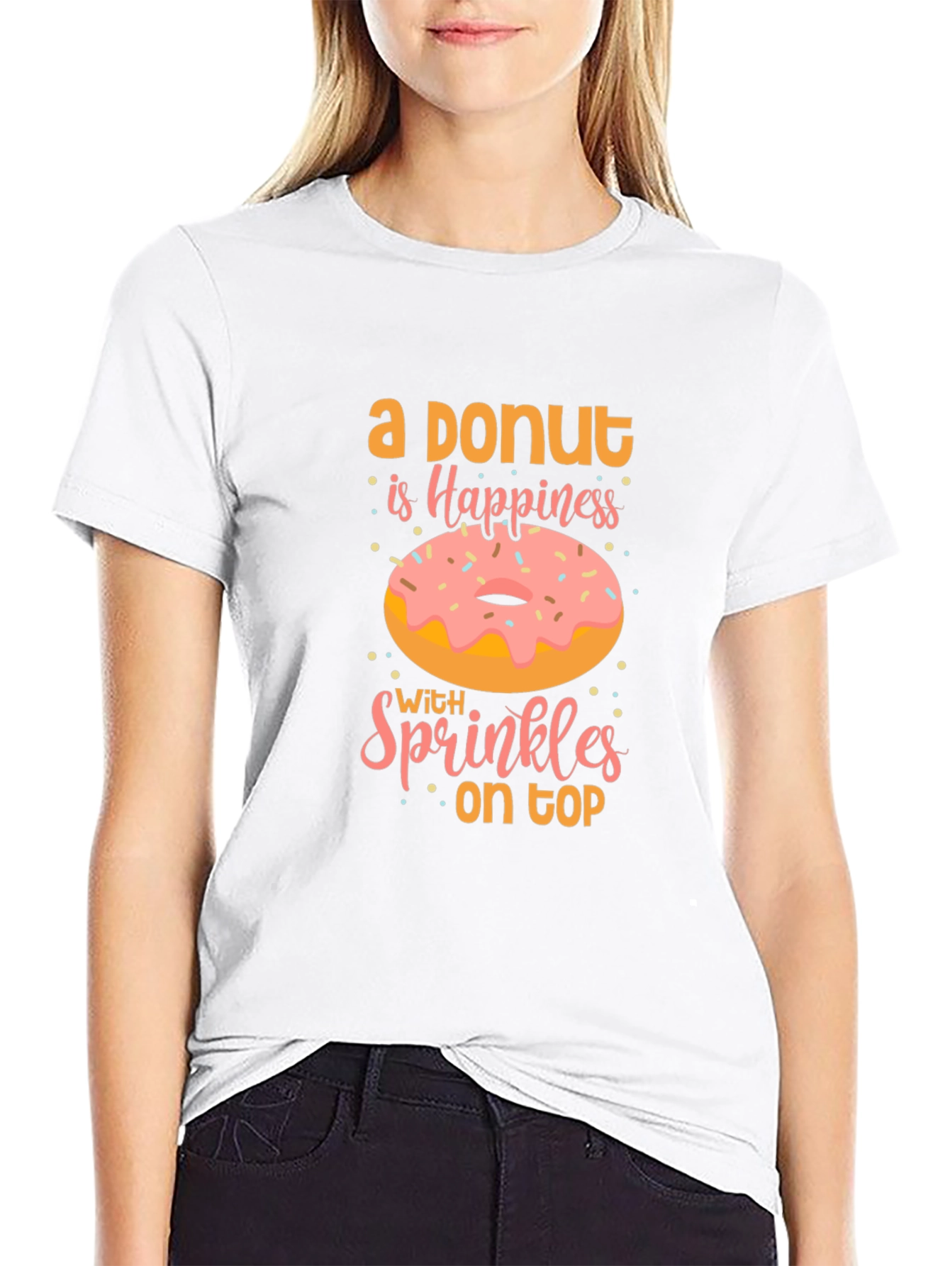 Donut Happiness Graphic Tee - Casual Black T-Shirt