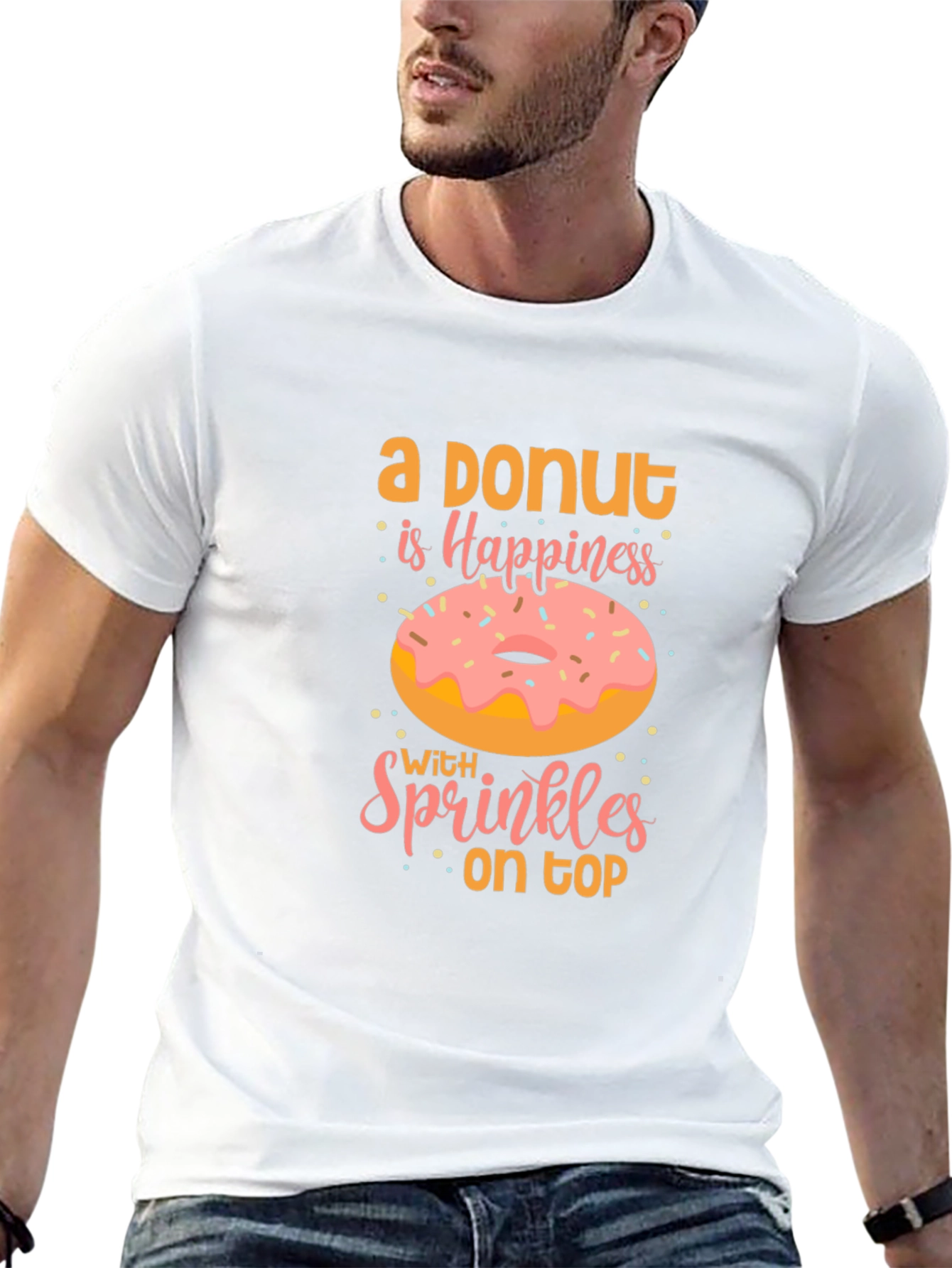 Donut Happiness Graphic Tee - Casual Black T-Shirt