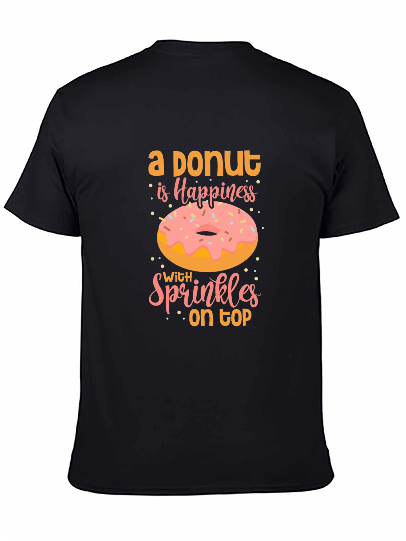 Donut Happiness Graphic Tee - Casual Black T-Shirt