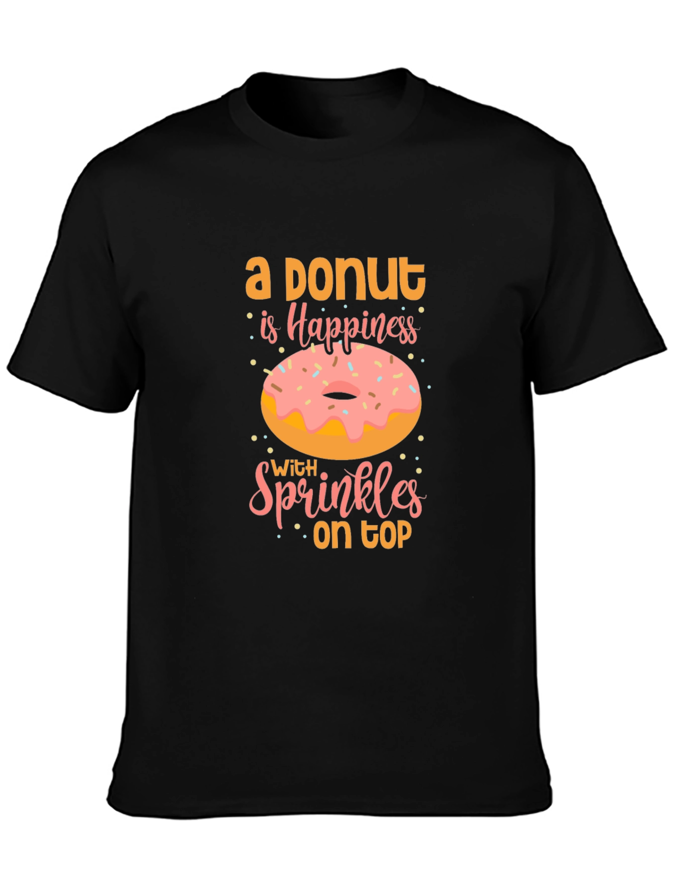Donut Happiness Graphic Tee - Casual Black T-Shirt