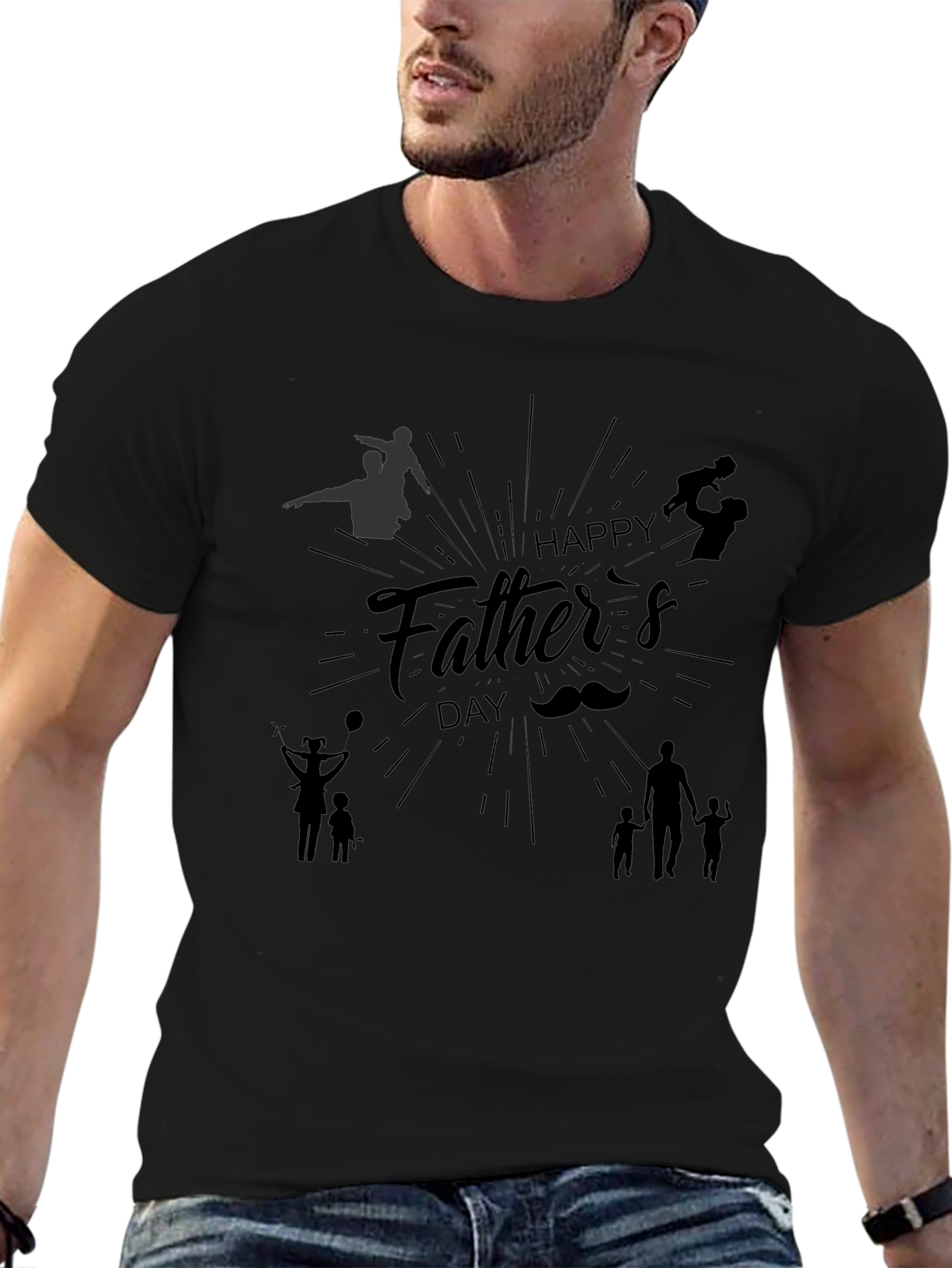 Happy Fathers Day Graphic Tee - Black