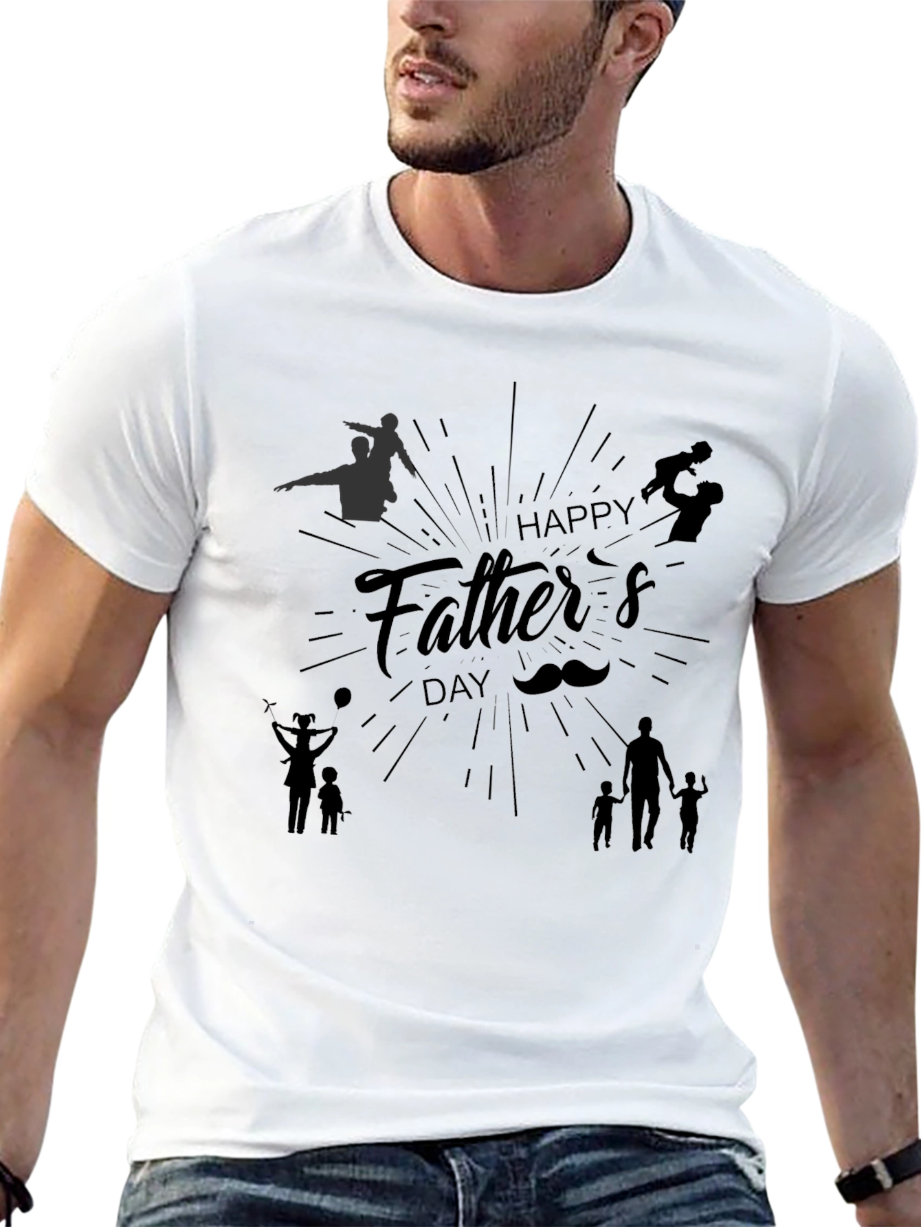 Happy Fathers Day Graphic Tee - Black