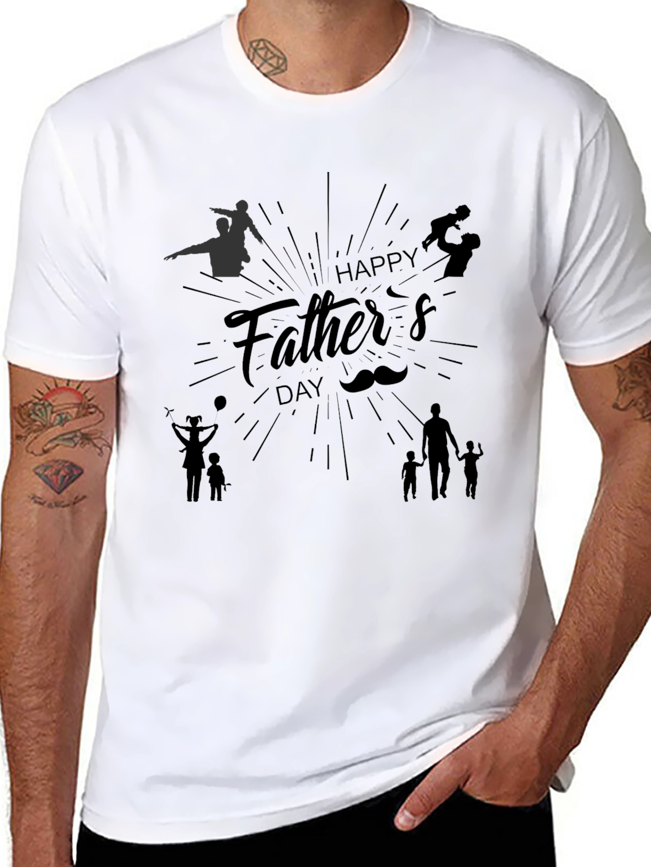Happy Fathers Day Graphic Tee - Black