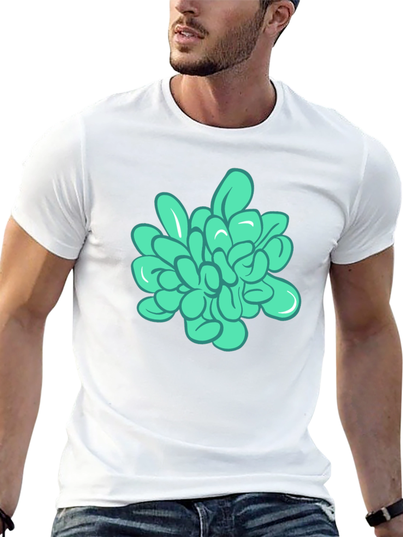 Mens Black Tee with Abstract Floral Graphic