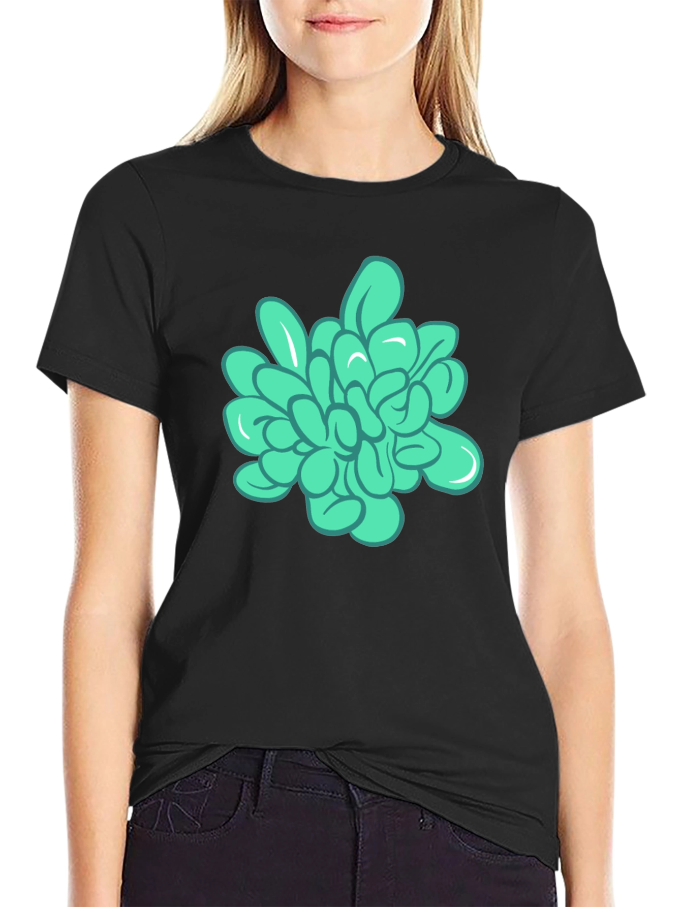 Mens Black Tee with Abstract Floral Graphic