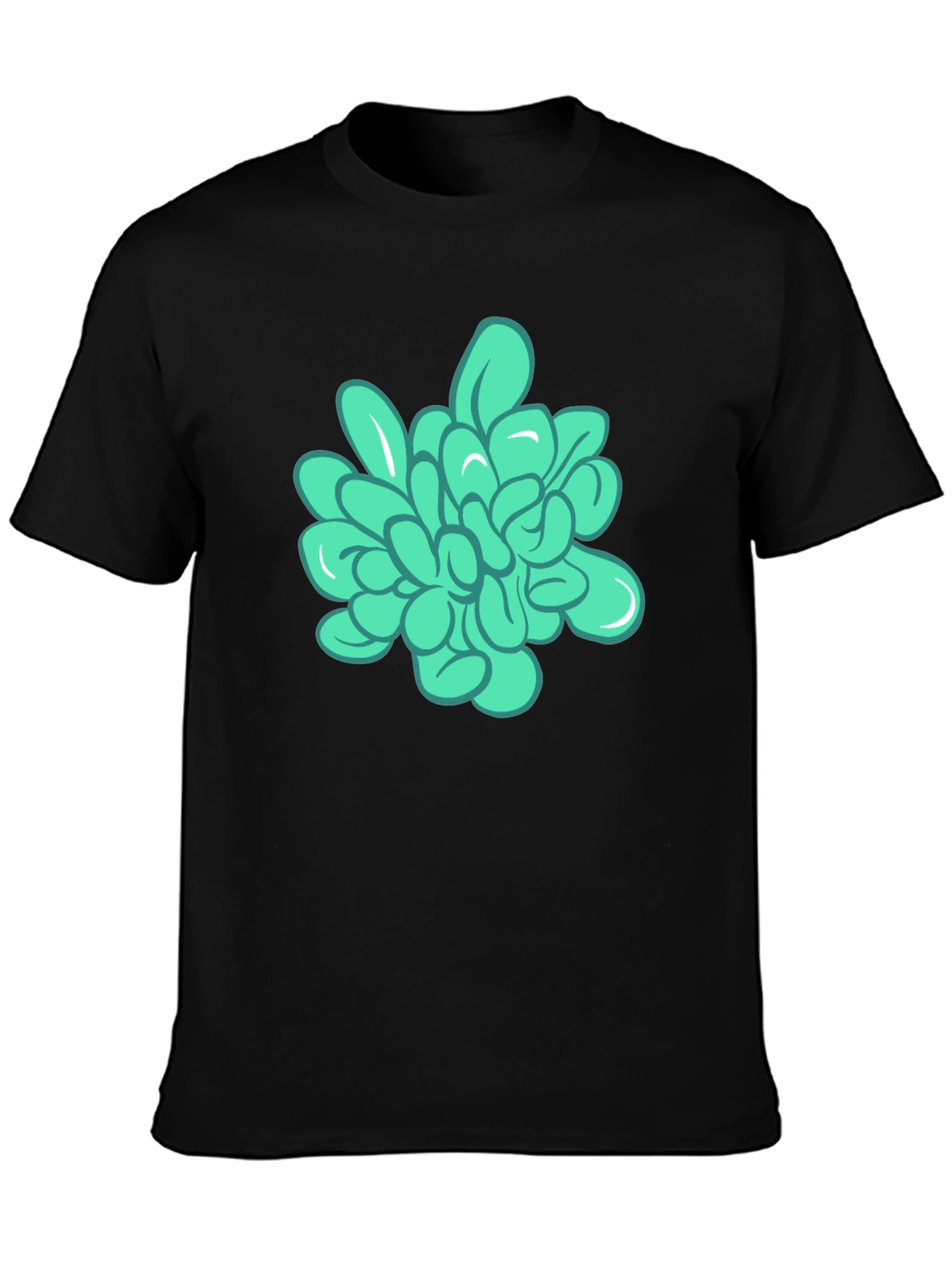 Mens Black Tee with Abstract Floral Graphic