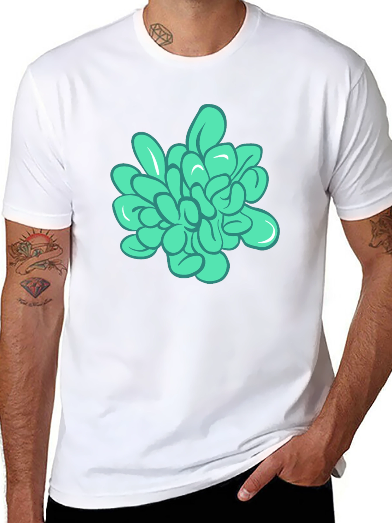 Mens Black Tee with Abstract Floral Graphic