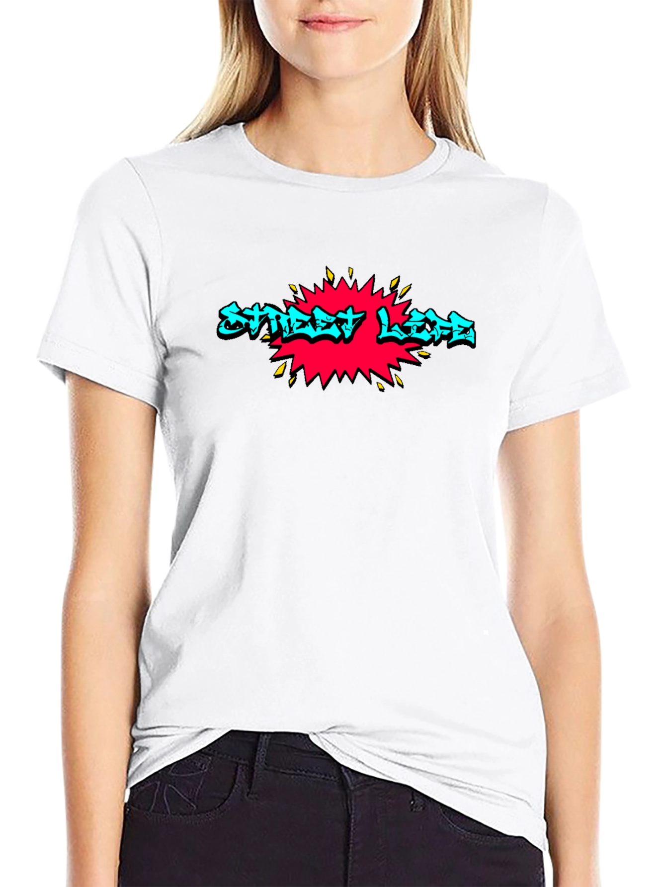 Street Life Graphic Print Black T-Shirt