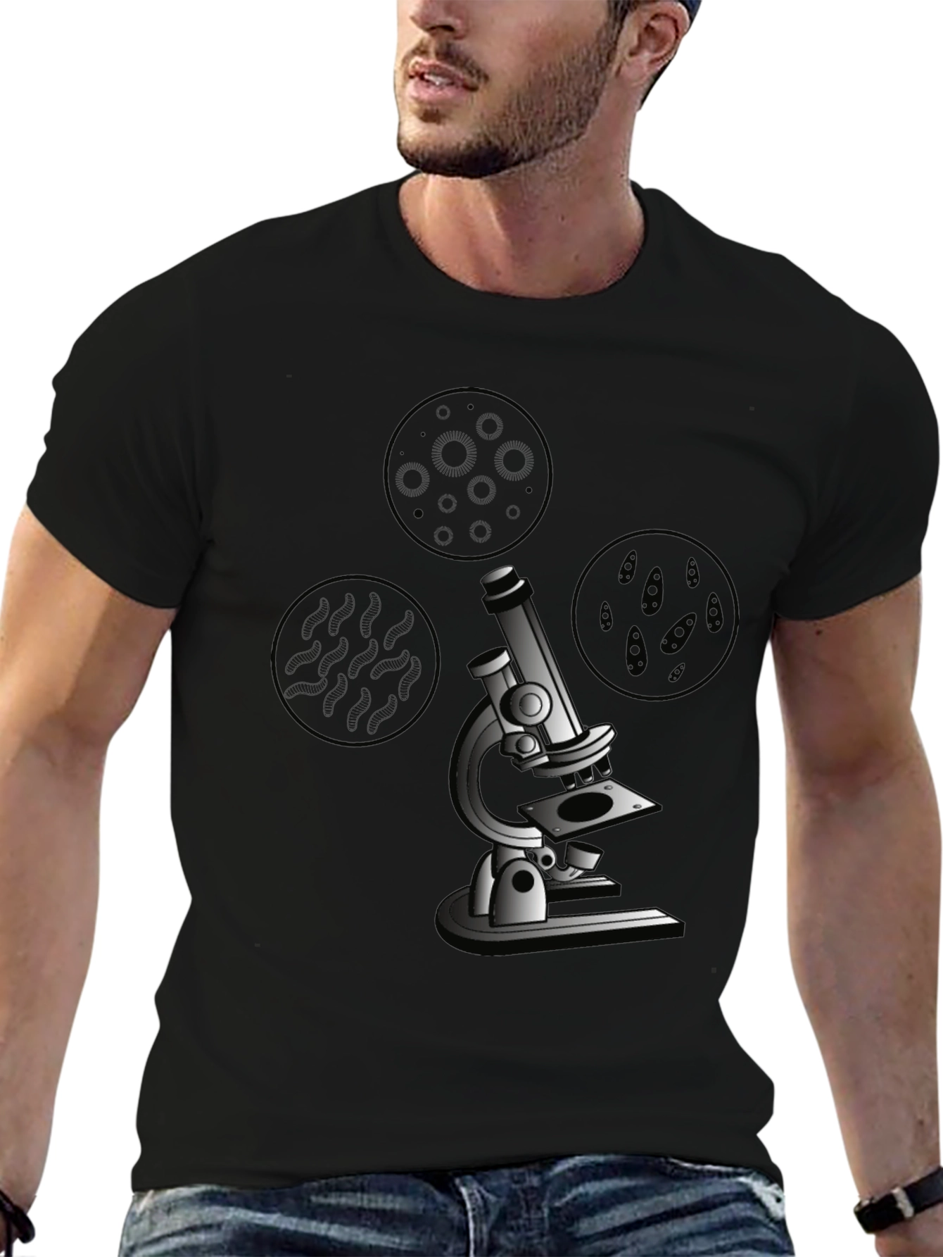 Science Microscope Graphic Tee - Black