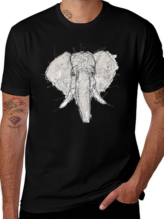 Elephant Sketch Graphic Tee - Black