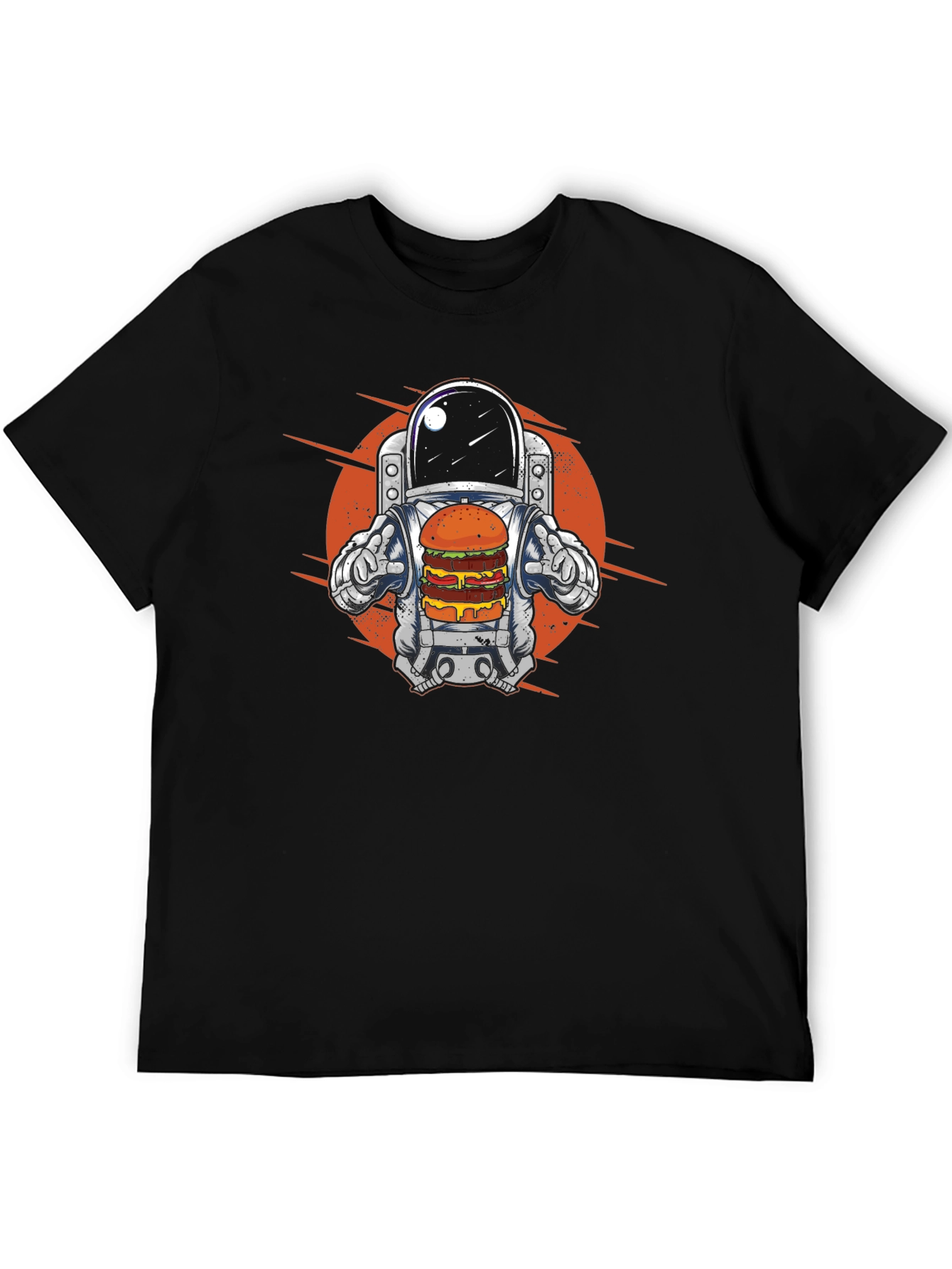 Astronaut Burger Graphic T-Shirt - Black Cotton Tee