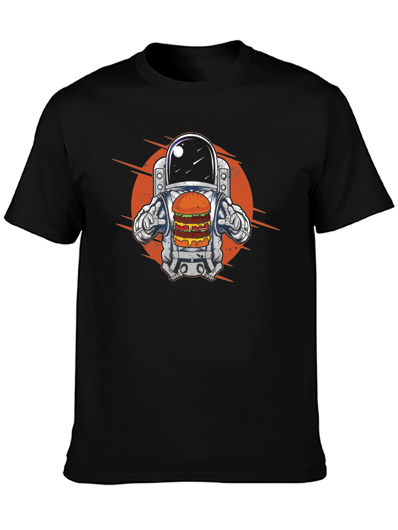 Astronaut Burger Graphic T-Shirt - Black Cotton Tee