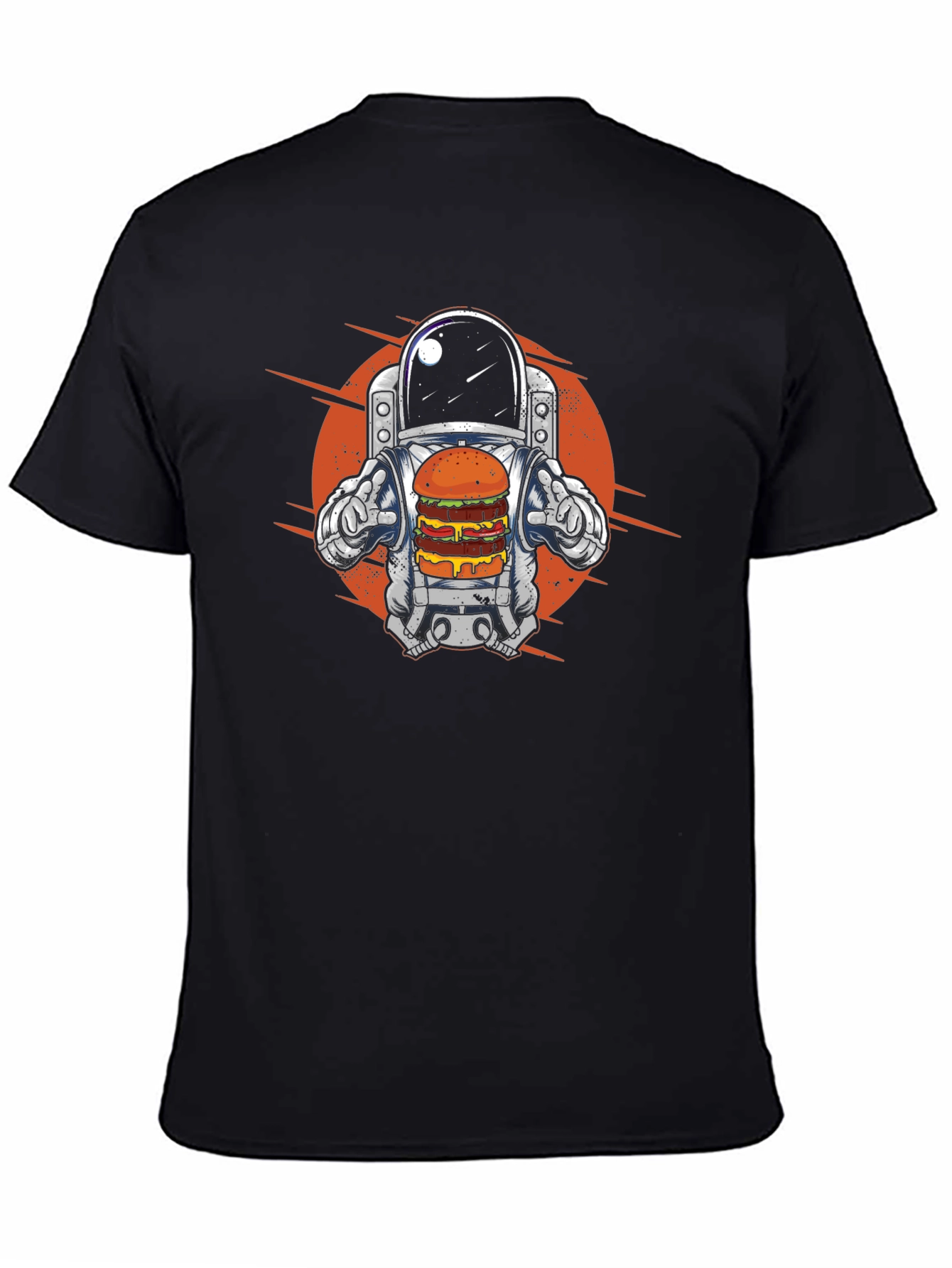 Astronaut Burger Graphic T-Shirt - Black Cotton Tee