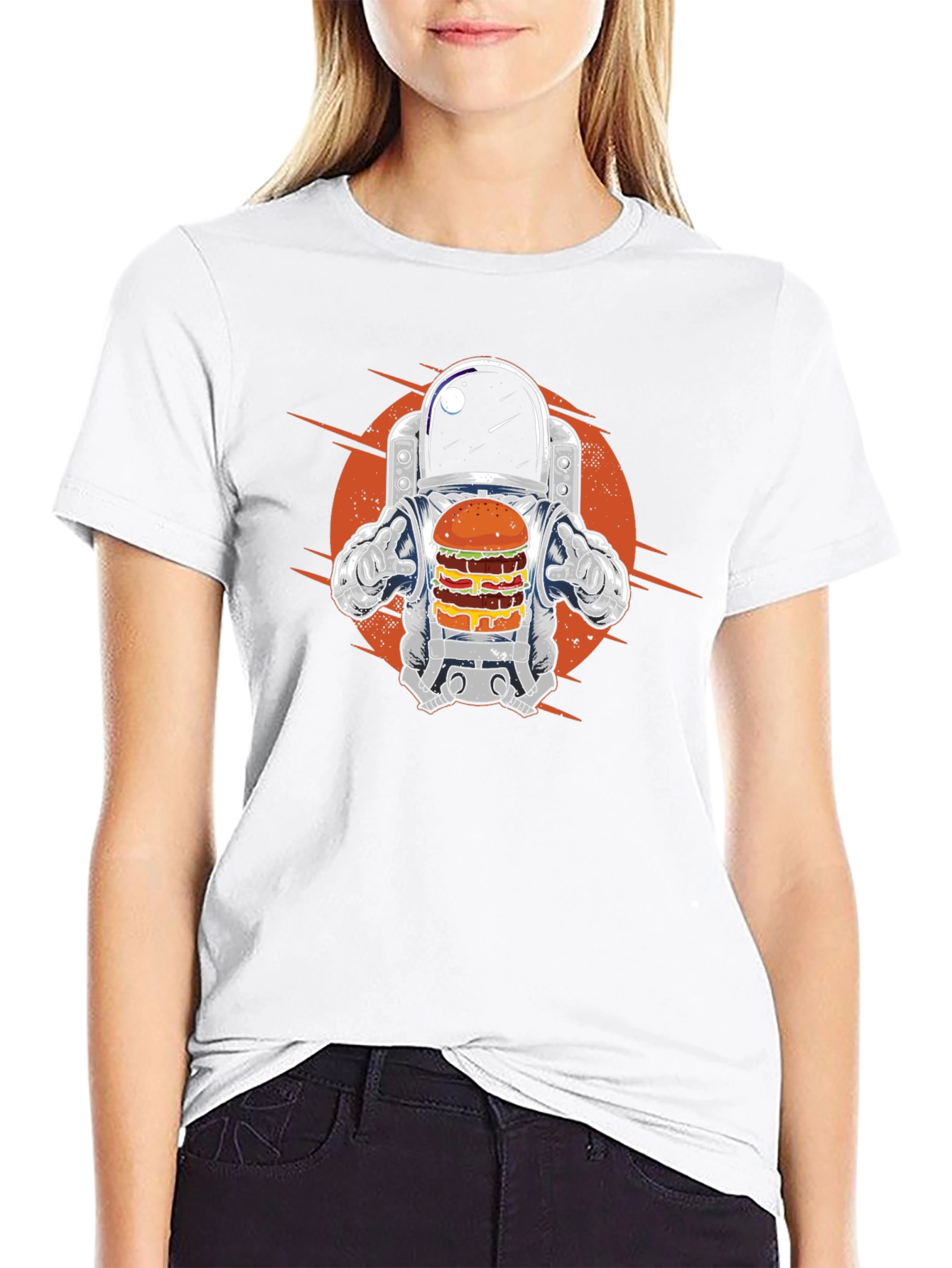 Astronaut Burger Graphic T-Shirt - Black Cotton Tee